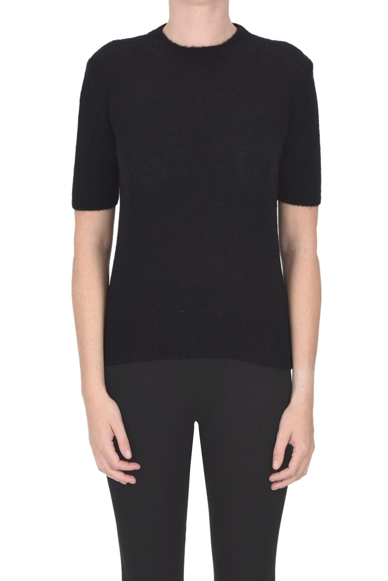 Shop Anneclaire Short Sleeves Pullover In Black