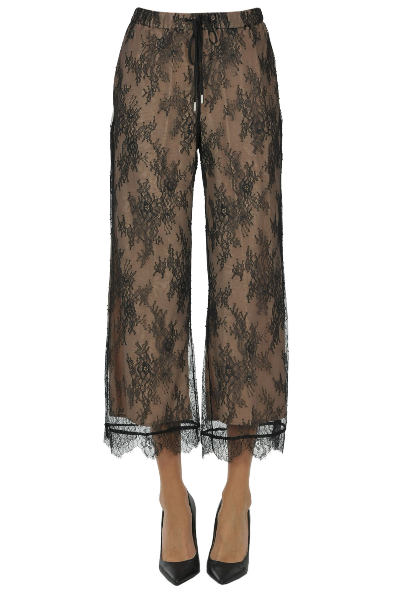 Twinset Milano Lace Trousers In Black
