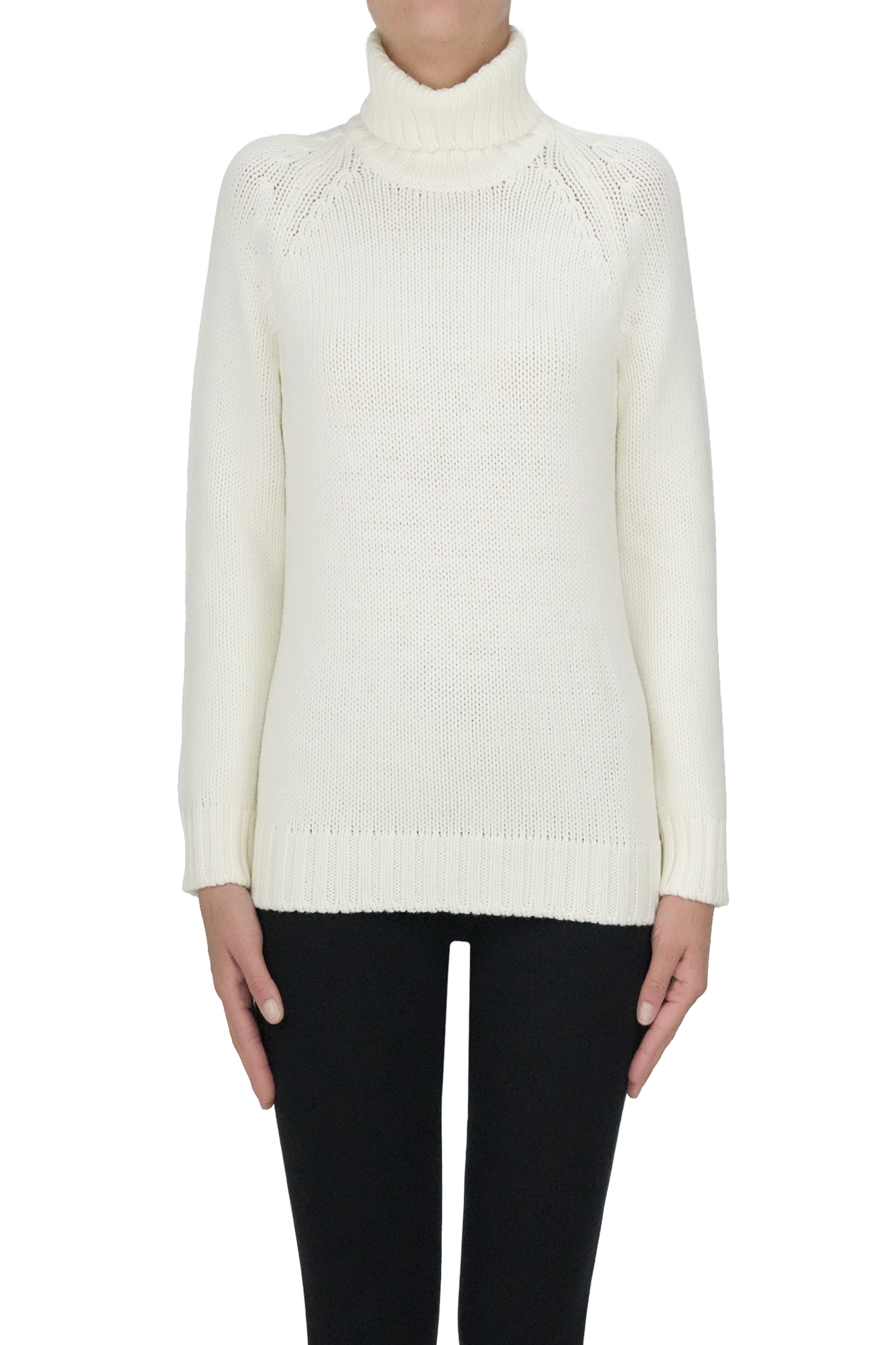 Base Milano Turtleneck Pullover In White