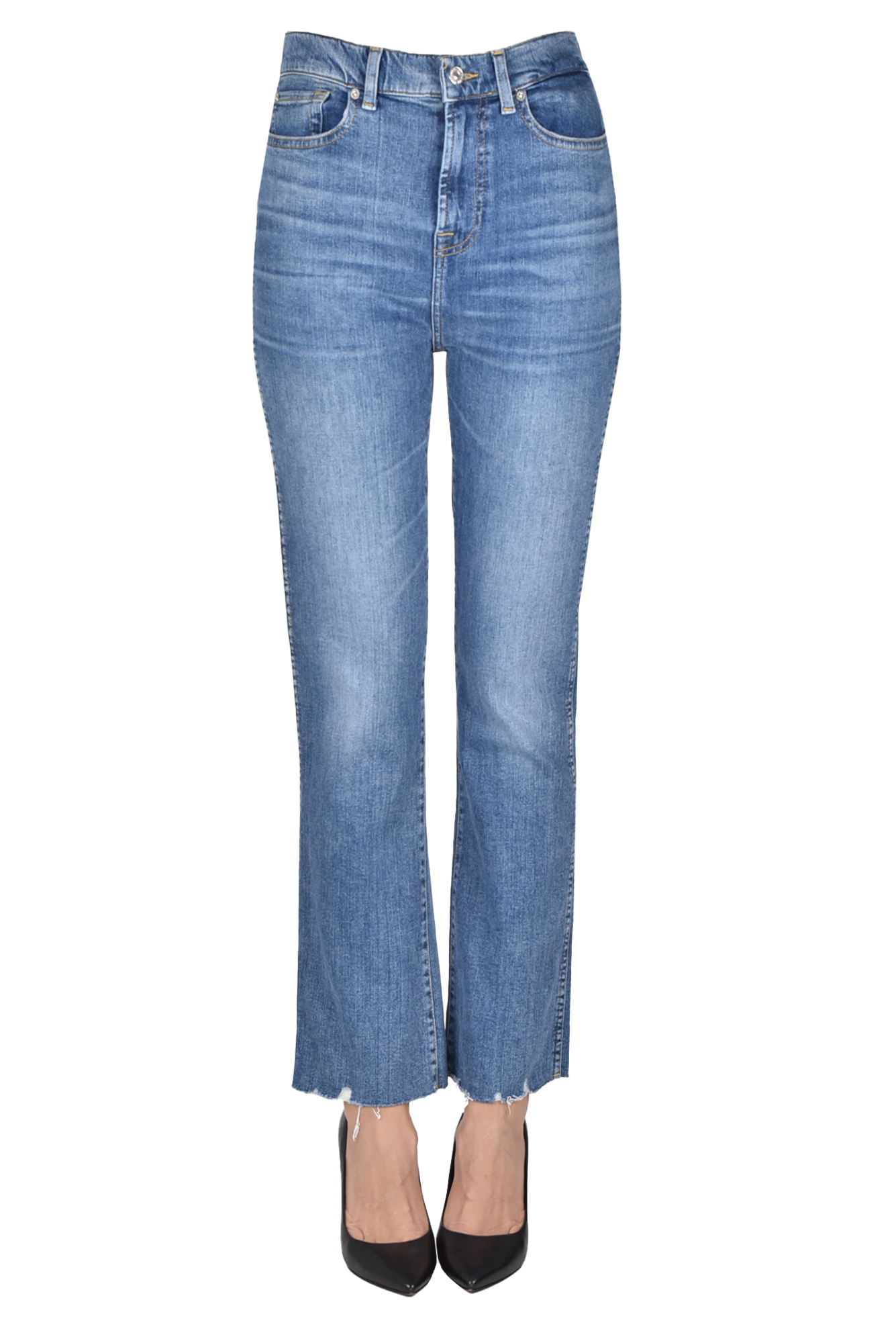 7 For All Mankind Slim Kick Jeans In Blue