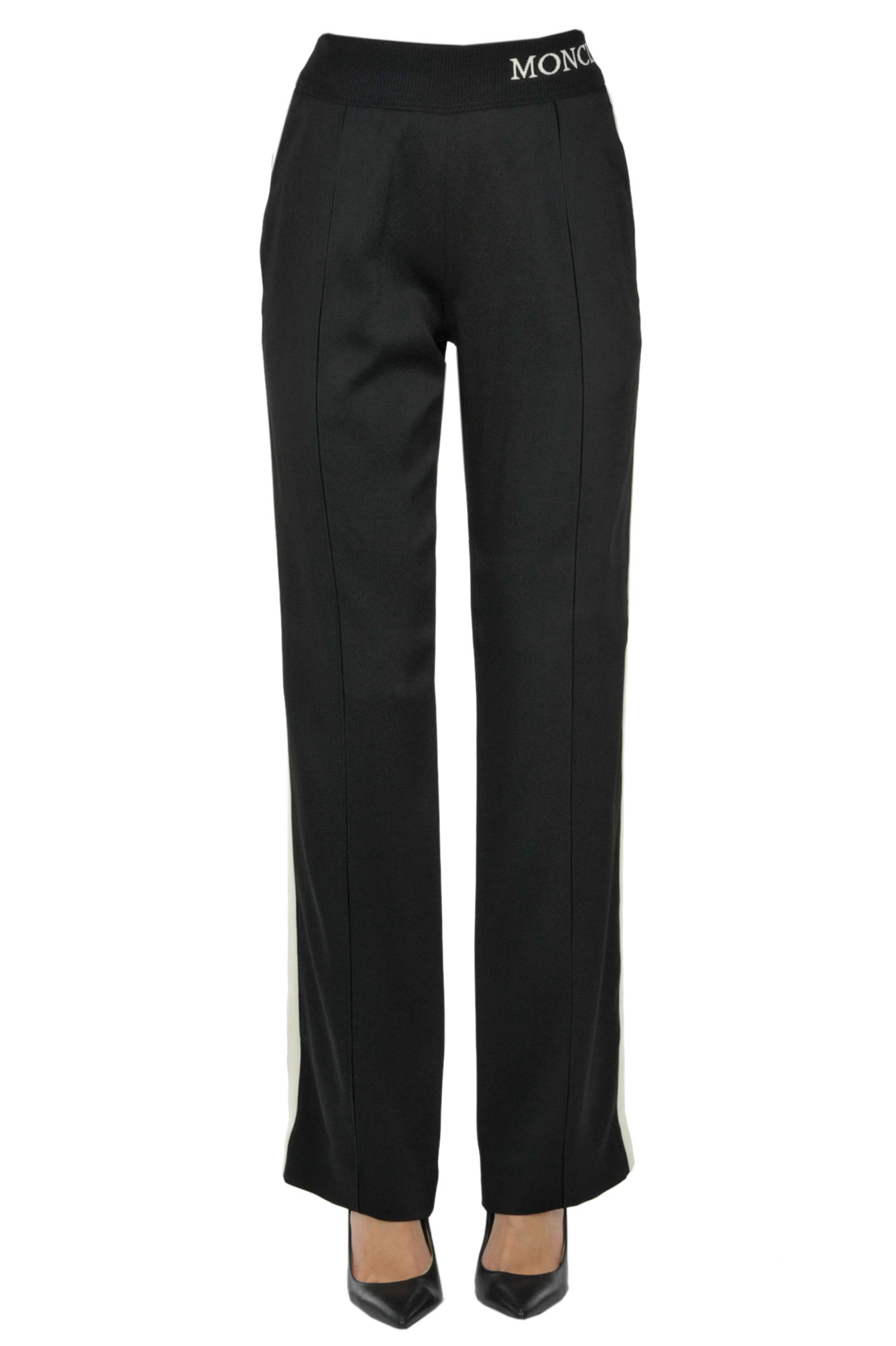 Moncler Techno Fabric Trousers In Black