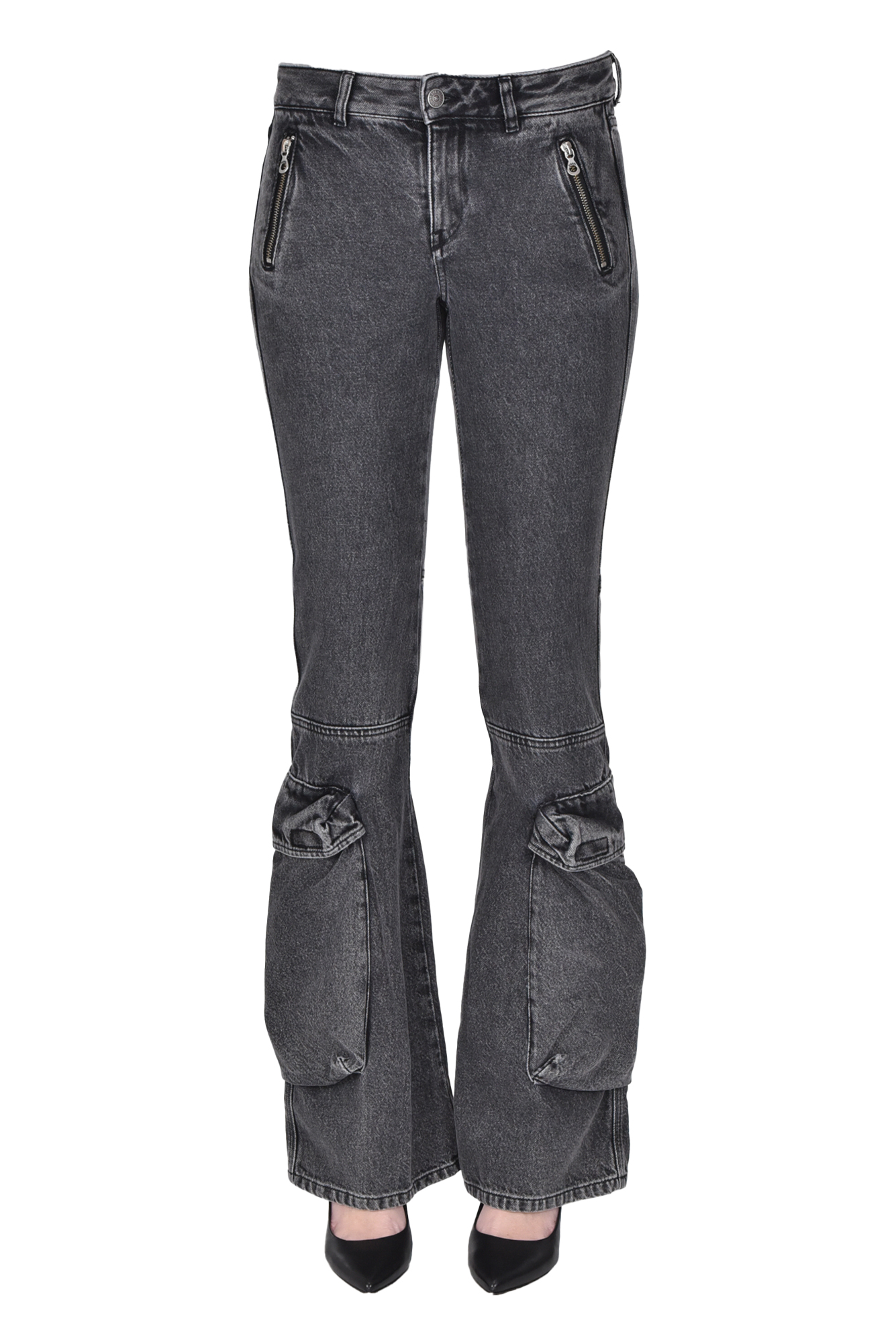 Diesel Flared Denim Cotton Jeans In Black