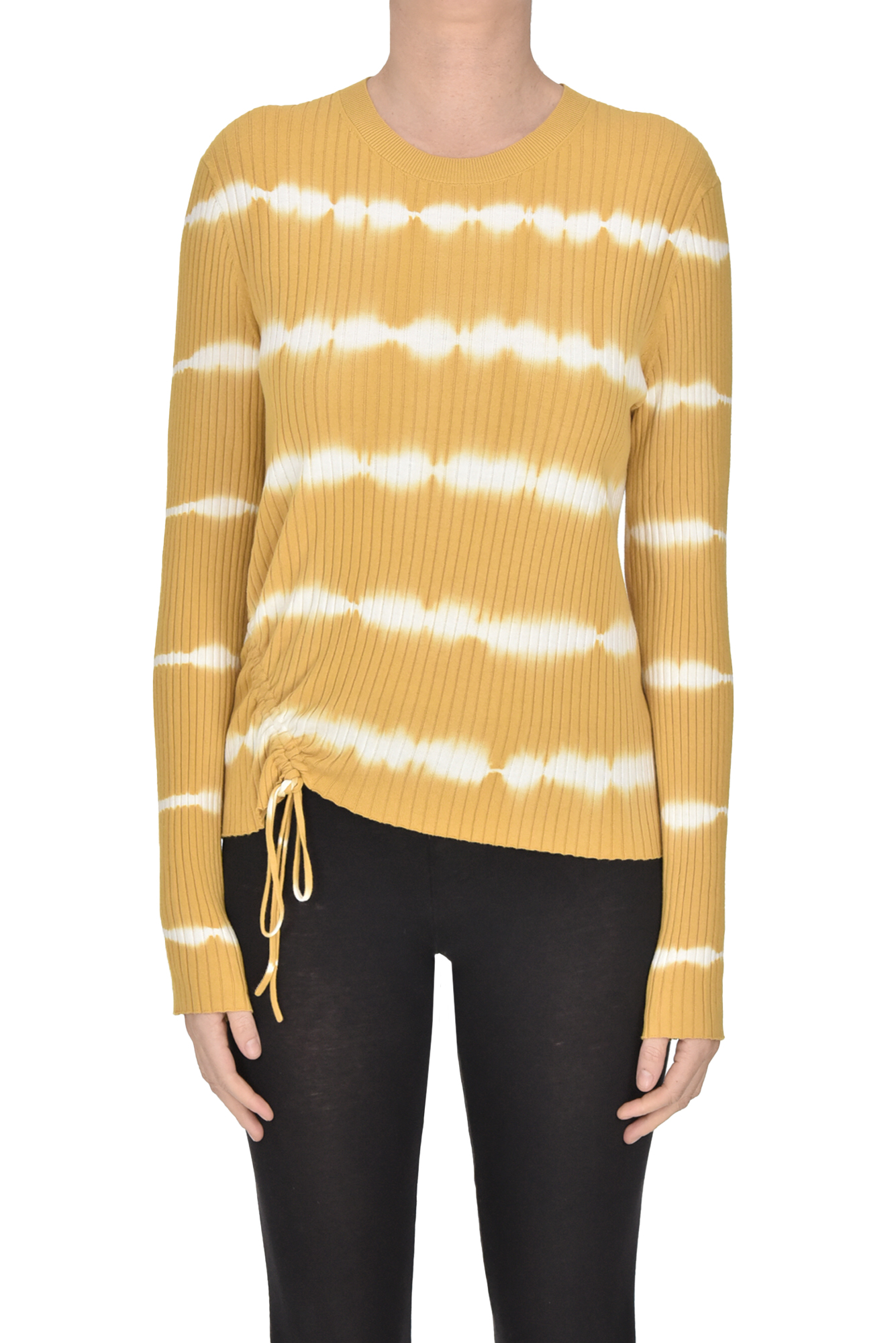 Ps By Paul Smith Ribbed Tie Dye Pullover In Mustard