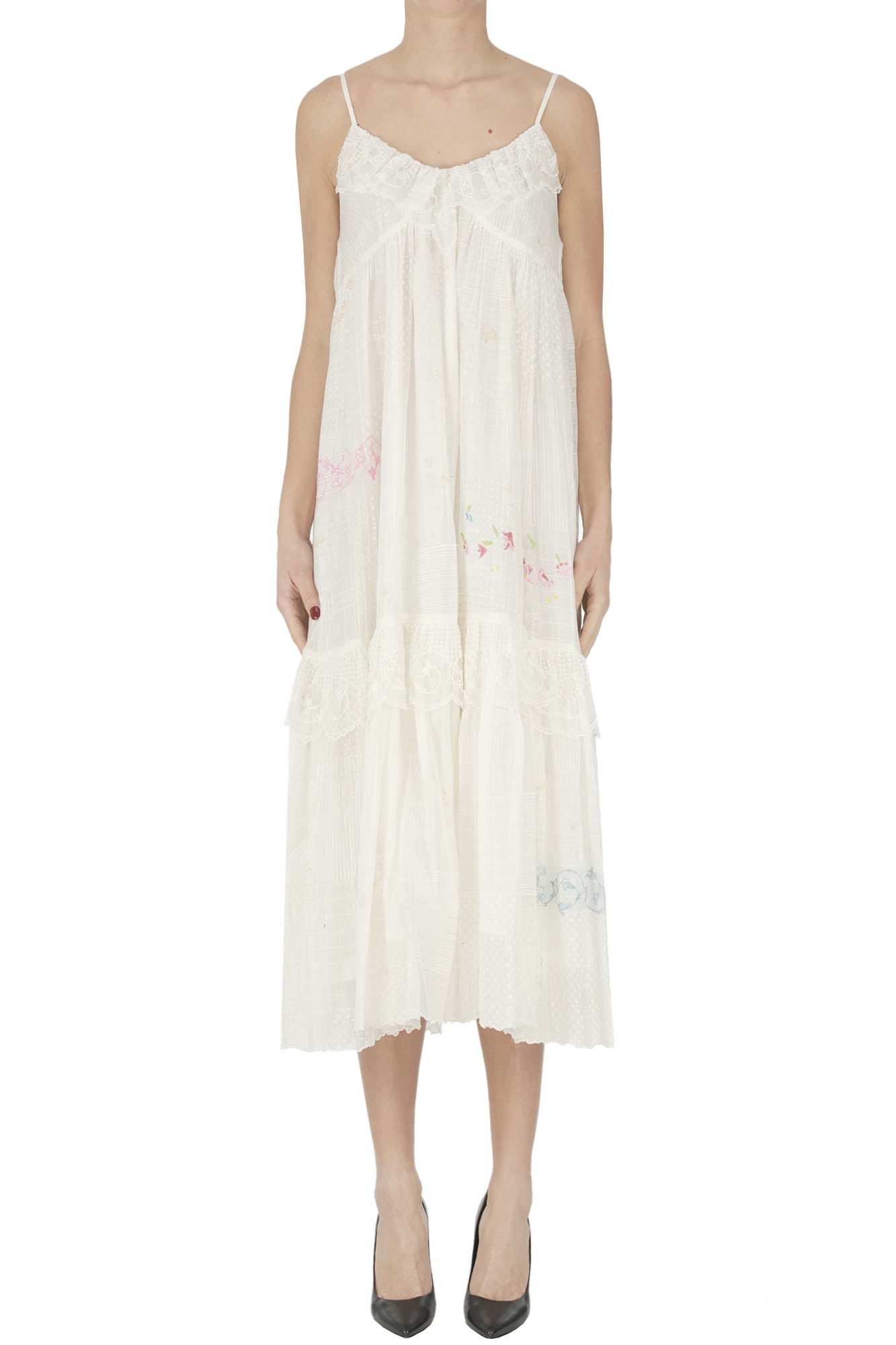 Eka Embroidered Slip Dress In White