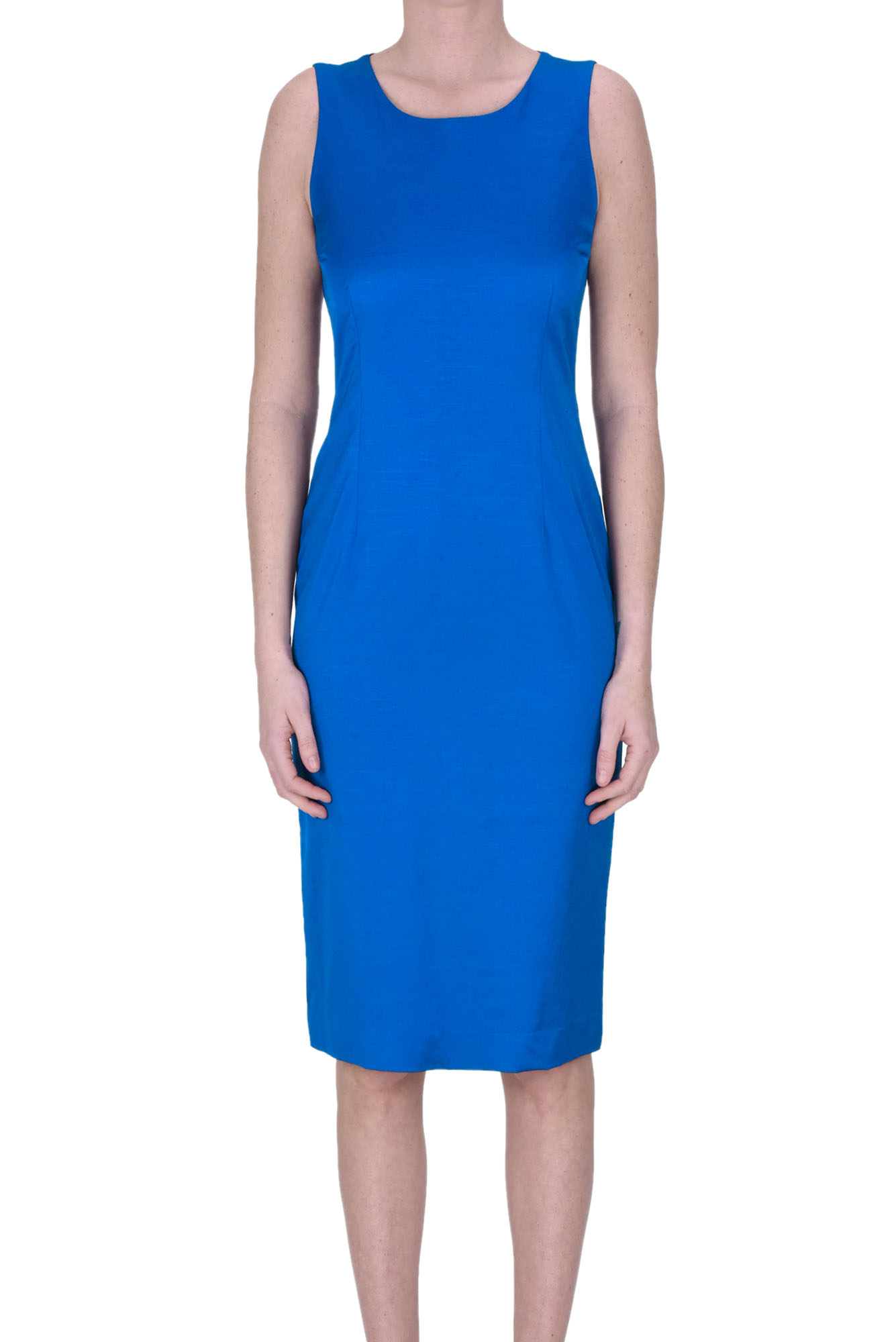Shop D-exterior Shantung Sheat Dress In Blue