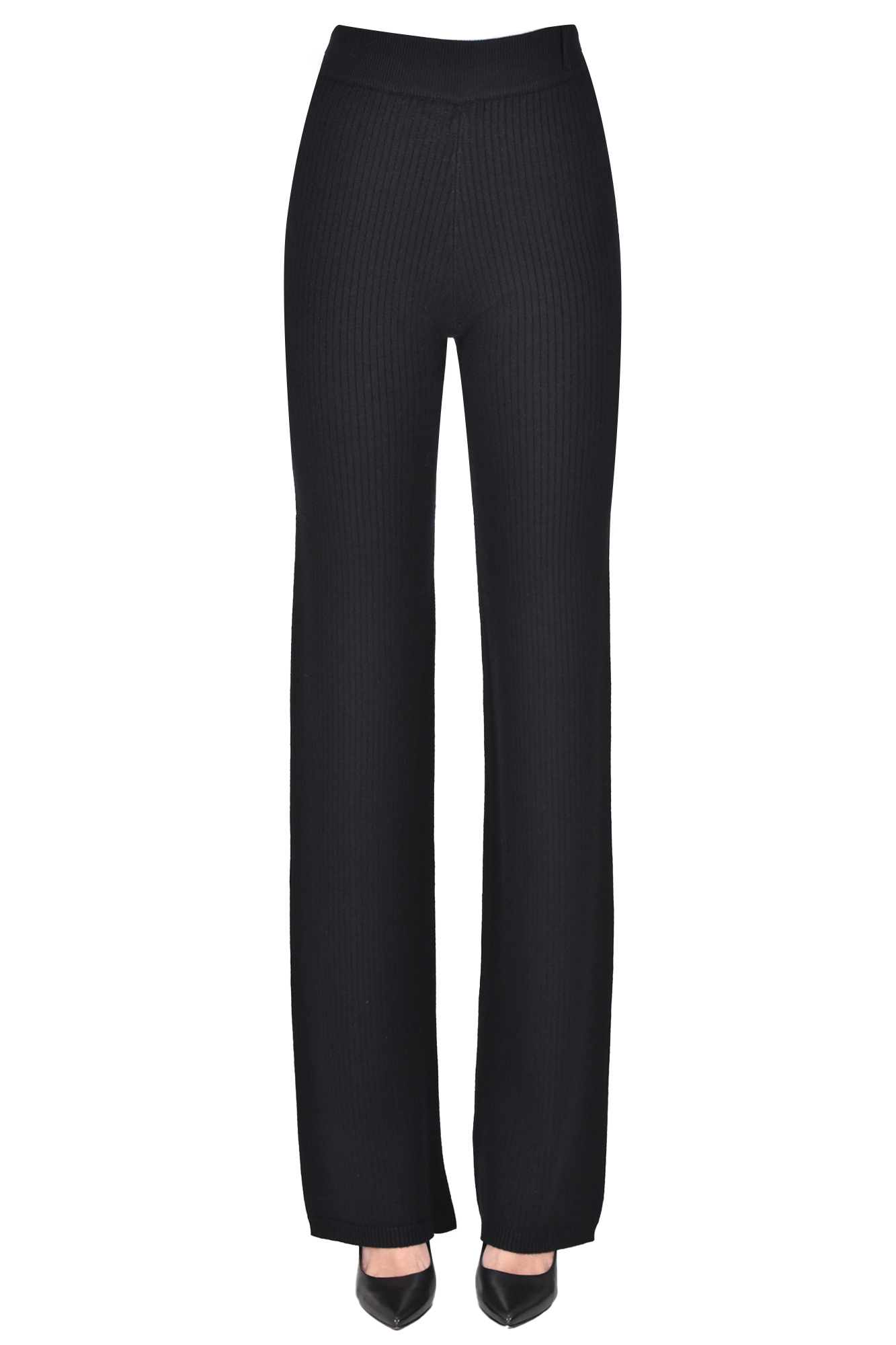 Hinnominate Ribbed Knit Trousers In Black