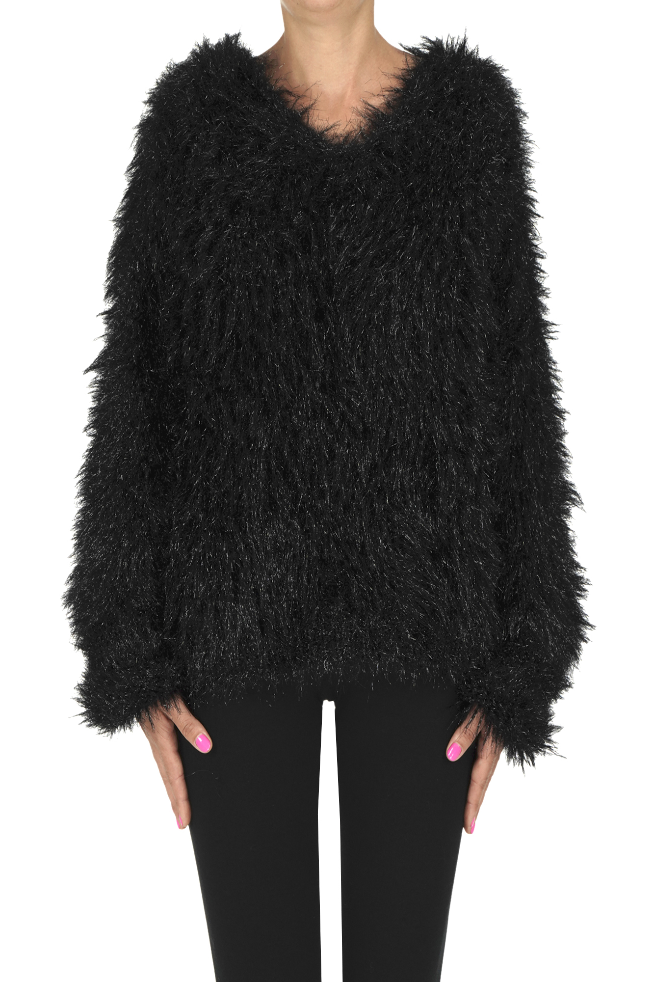 Sportmax Long-sleeve V-neck Sweater In Black