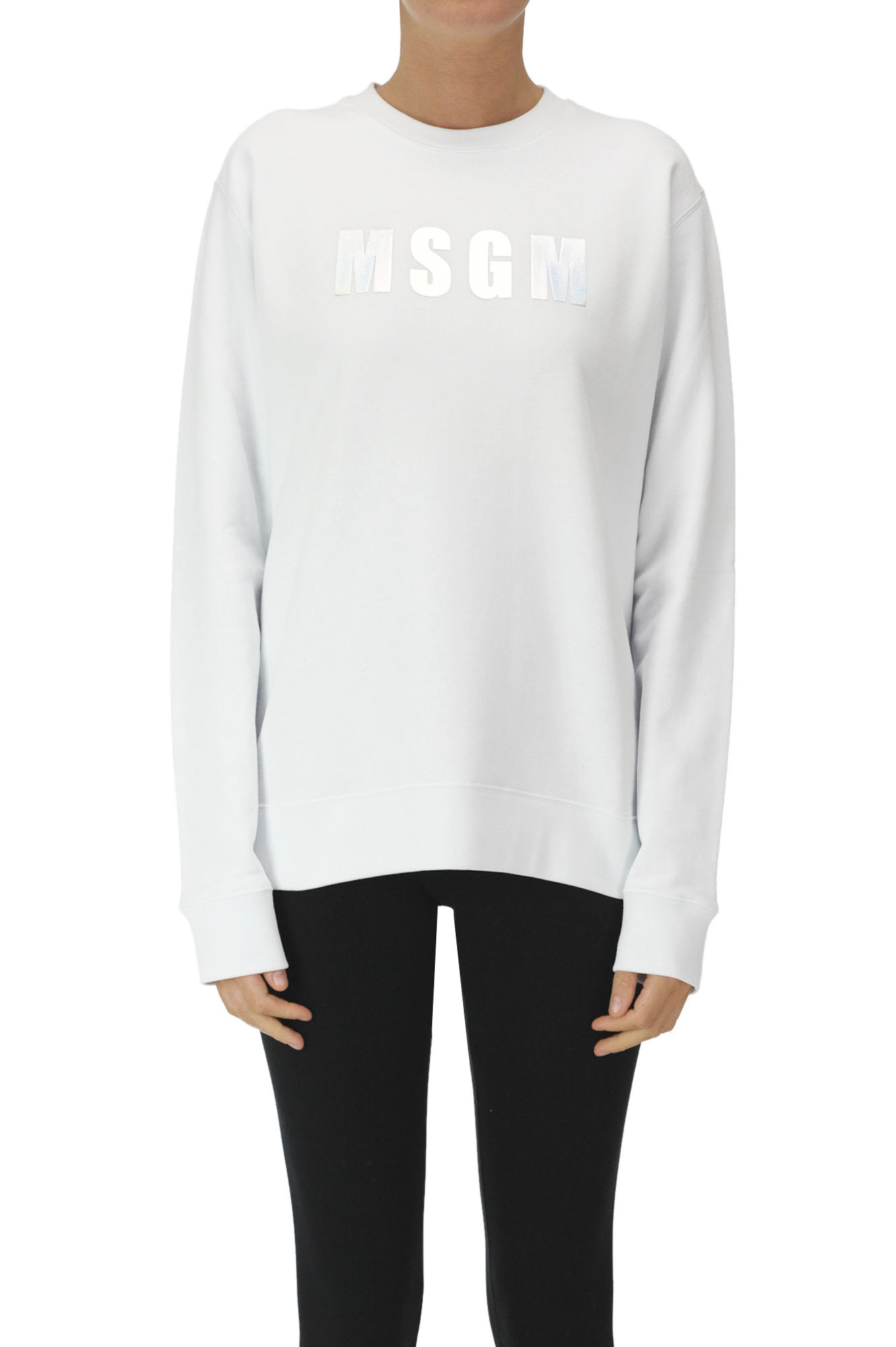 Msgm Designer Logo Sweatshirt In White