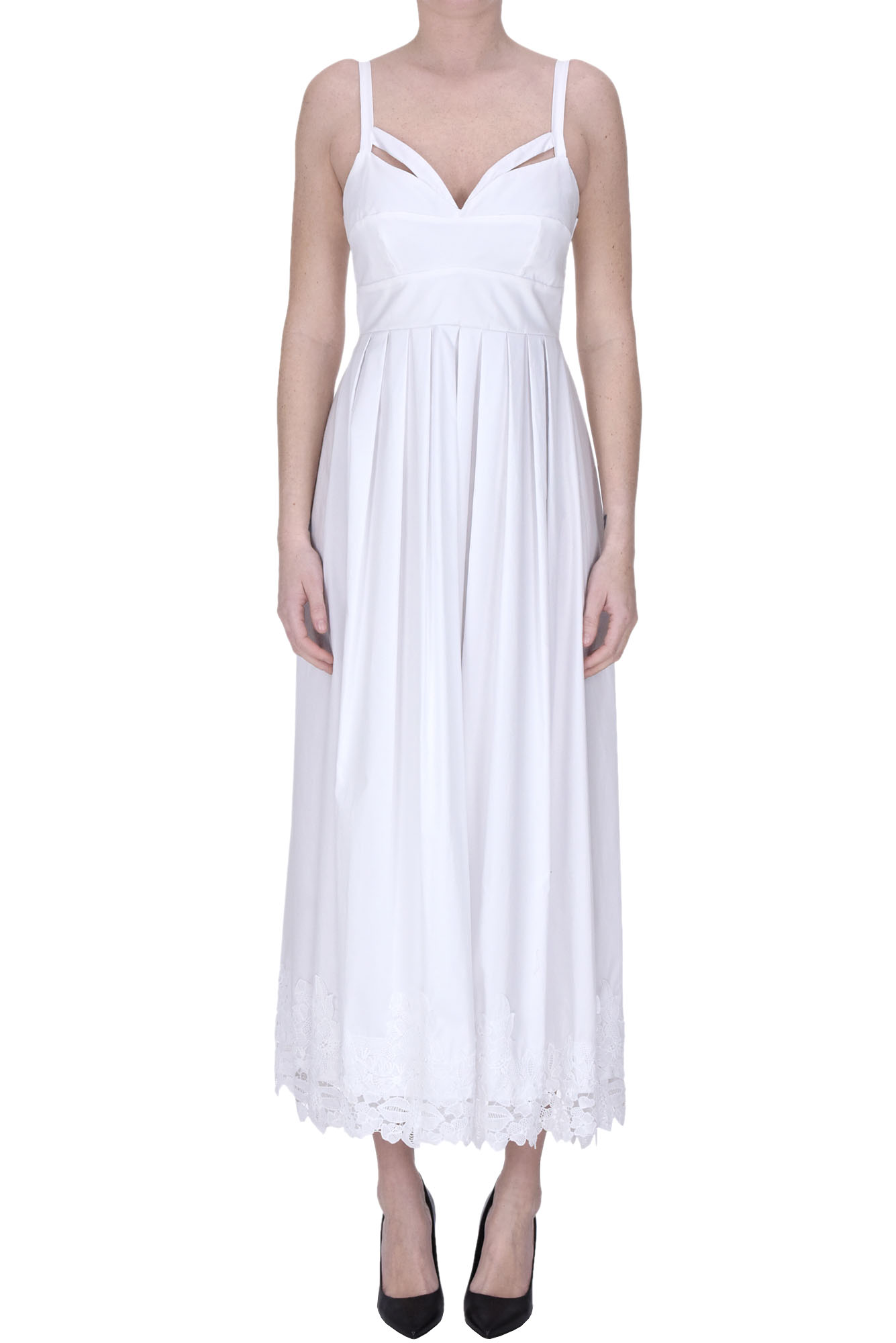 Shop Milva Mi Cotton Midi Dress In White