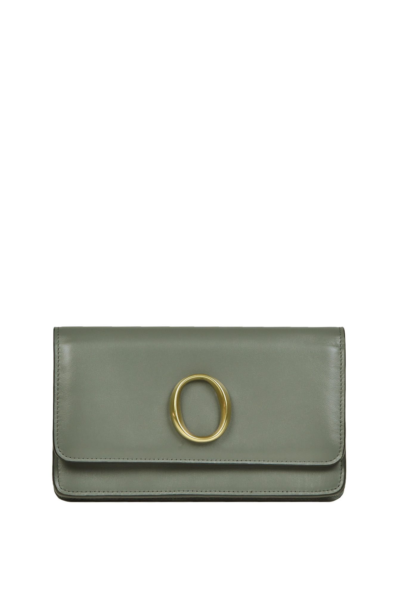 Orciani Leather Wallet With Detachable Chain In Olive Green