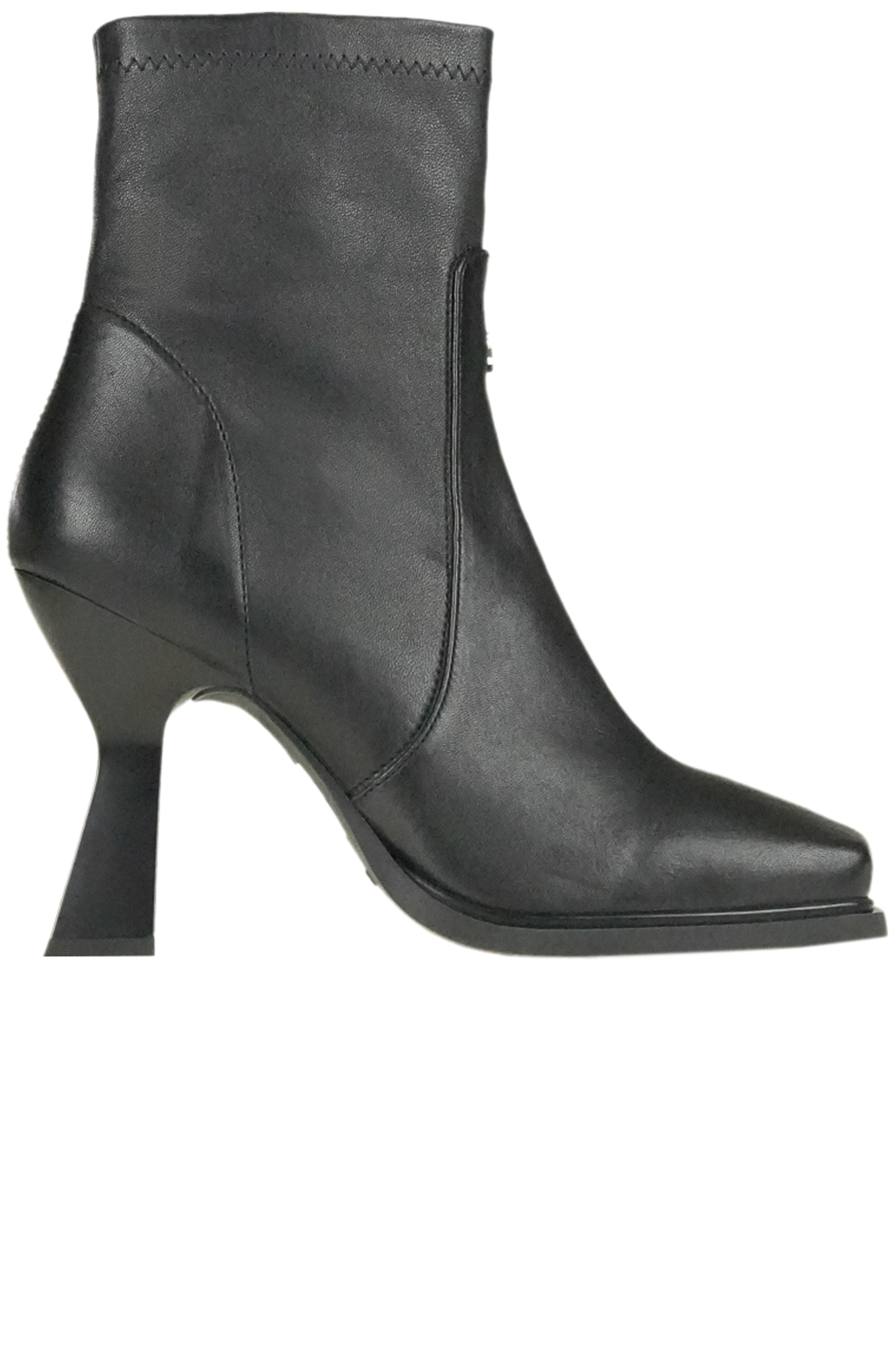 Patrizia Pepe Leather Sock Ankle Boots In Black