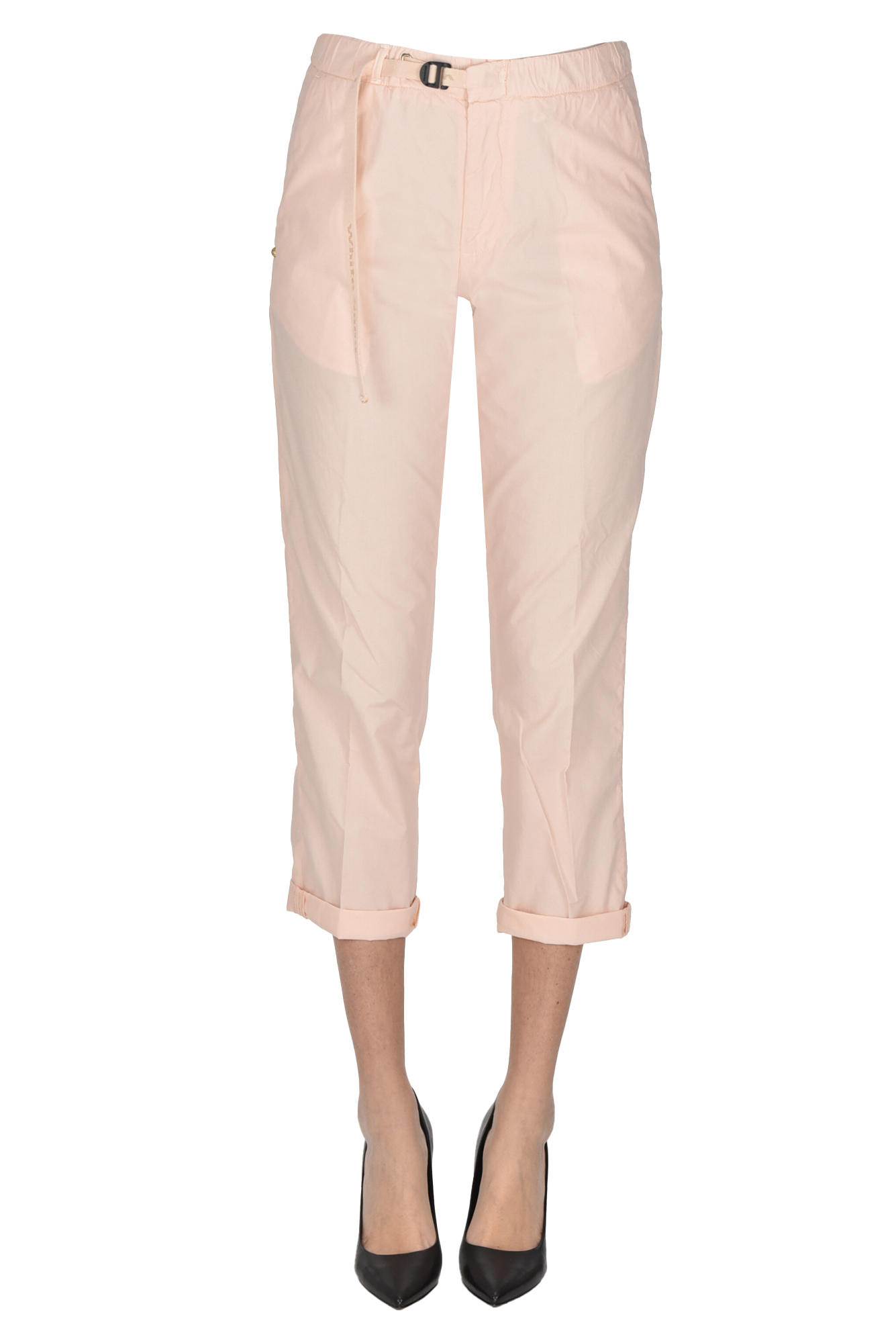 White Sand Marylin Cotton Trousers In Pale Pink