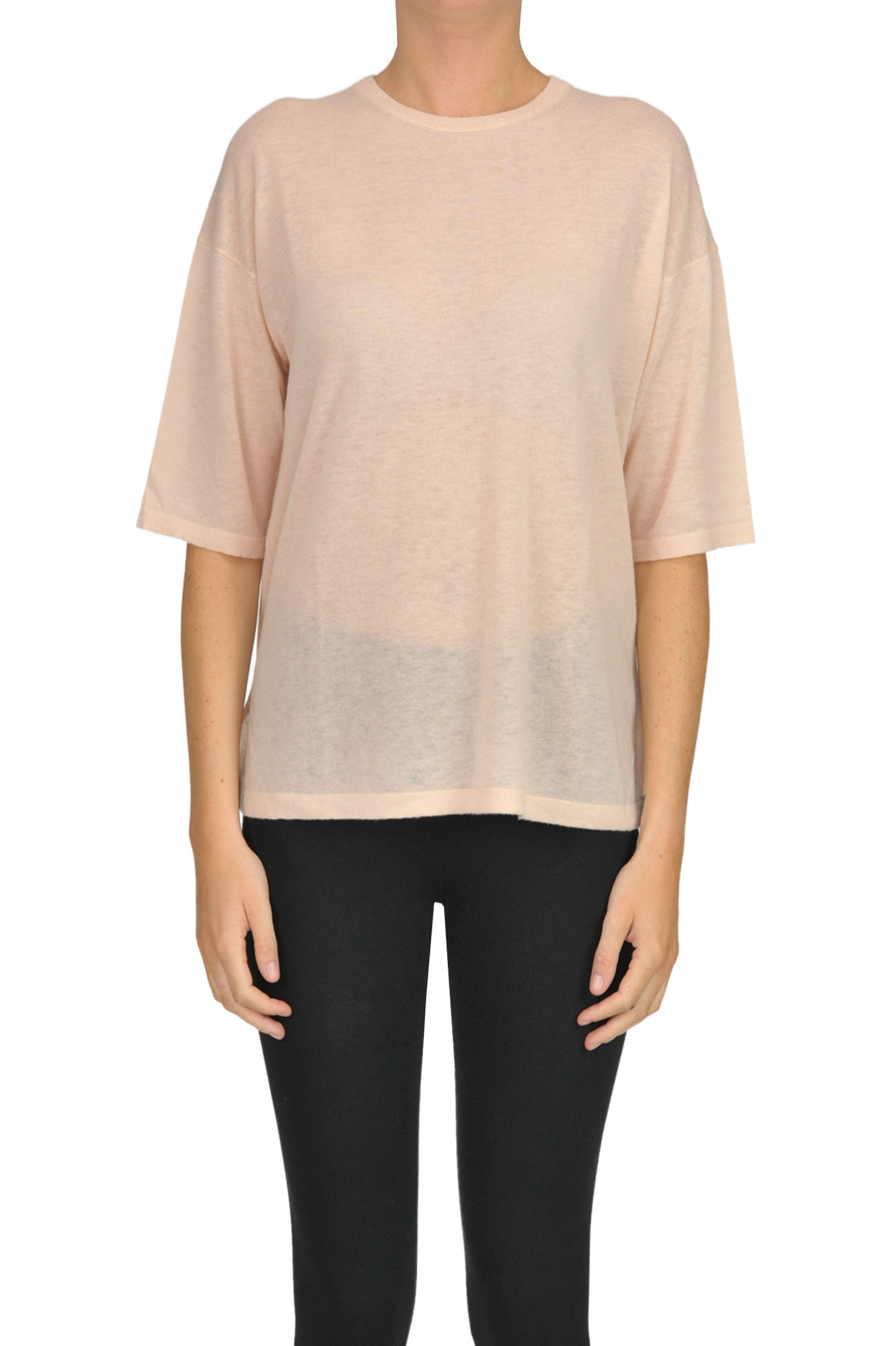 Theory Extrafine Cashmere Knit Pullover In Pale Pink