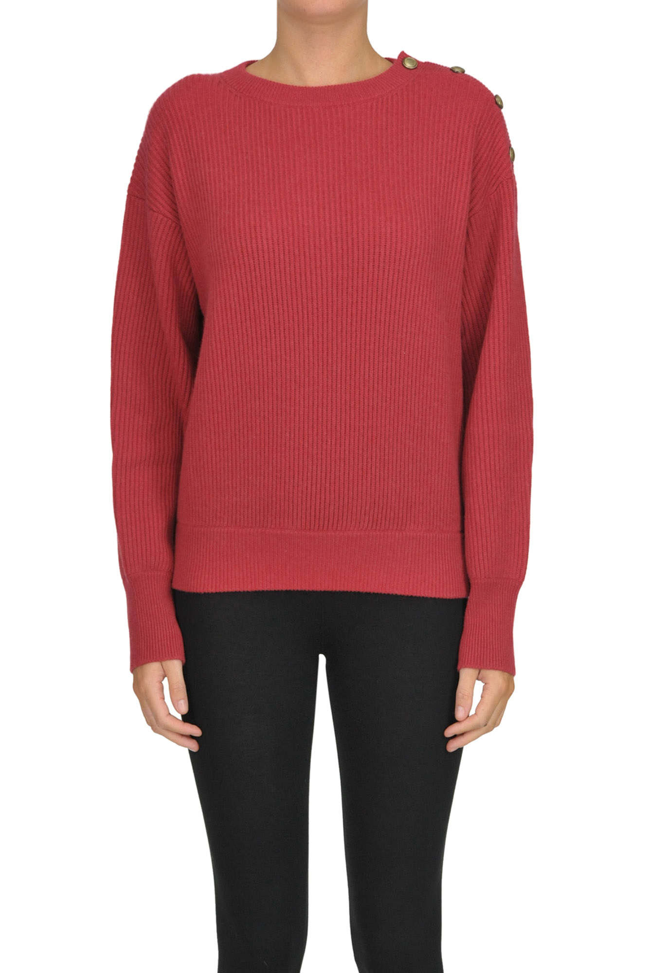 Brunello Cucinelli Ribbed Cashmere Knit Pullover In Red