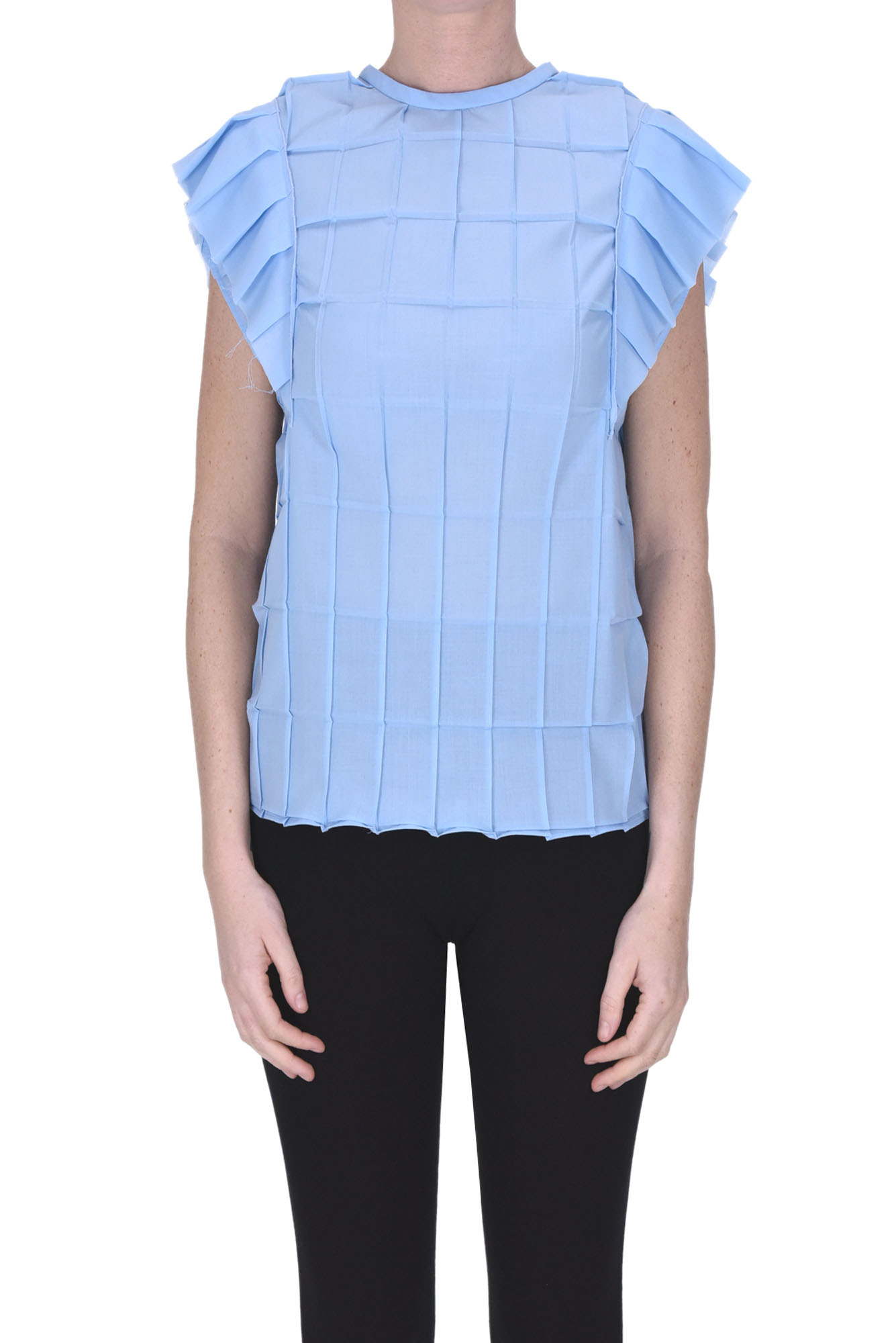 Shop Alysi Textured Fabric Blouse In Light Blue