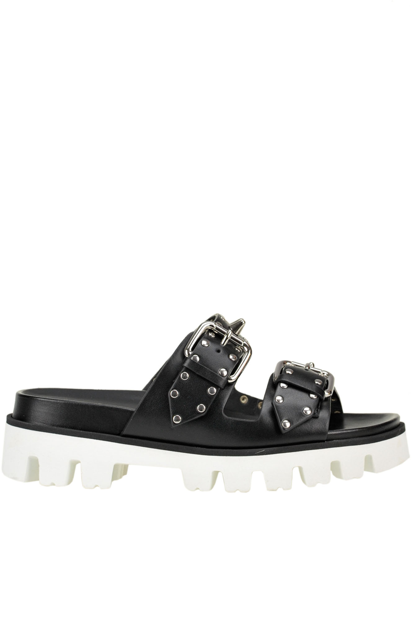 Studded leather slides