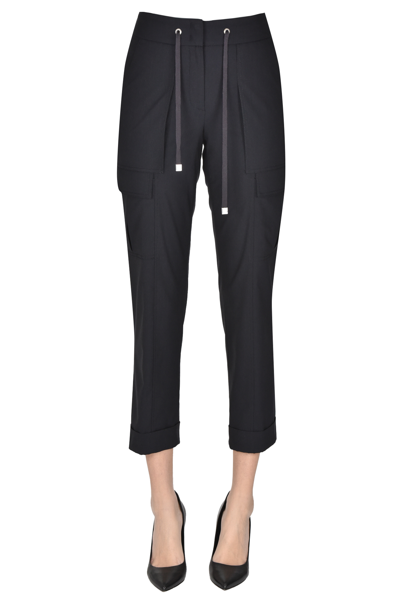 Peserico Cargo Style Trousers In Charcoal