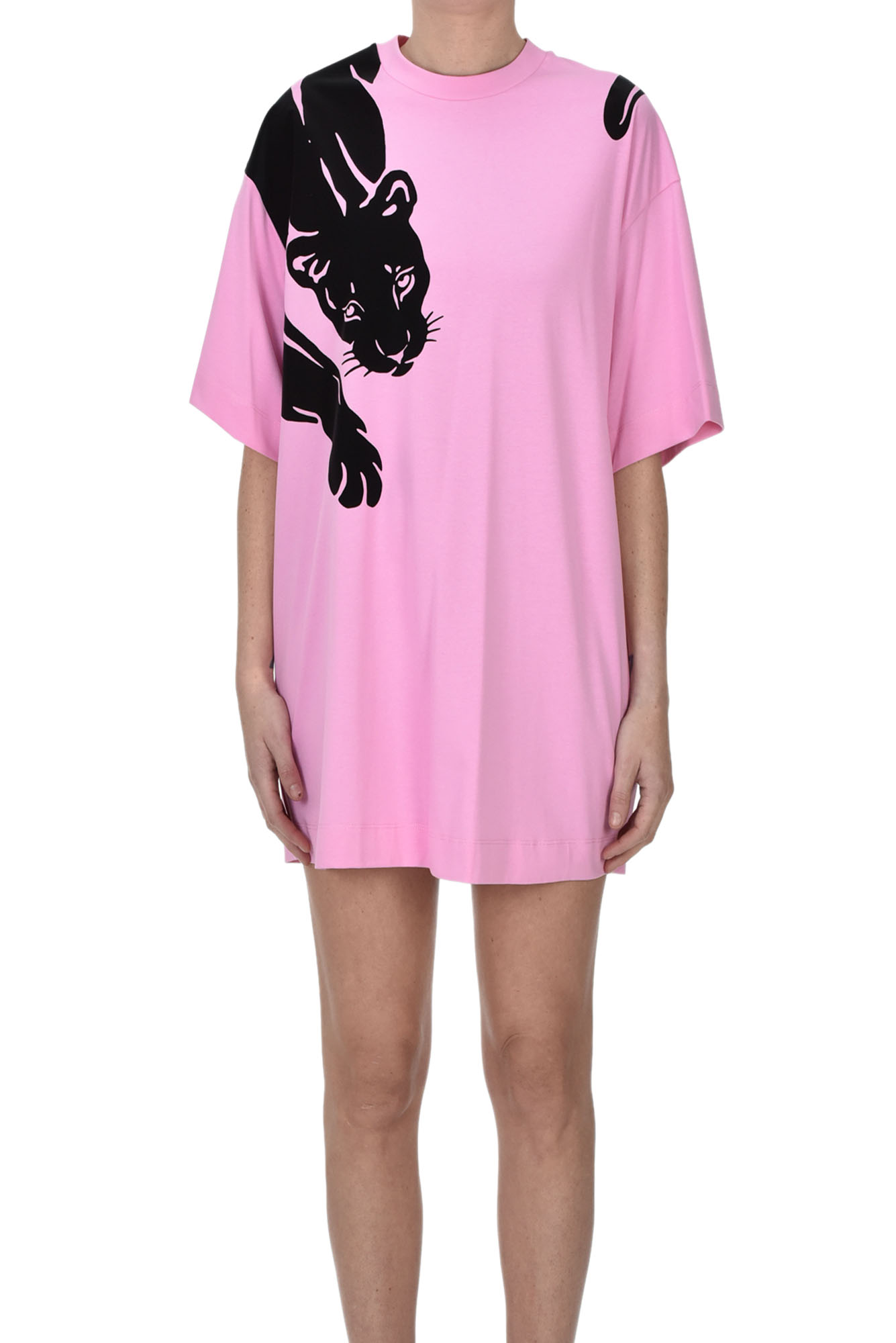 Krizia Printed Maxi T-shirt Dress In Pink