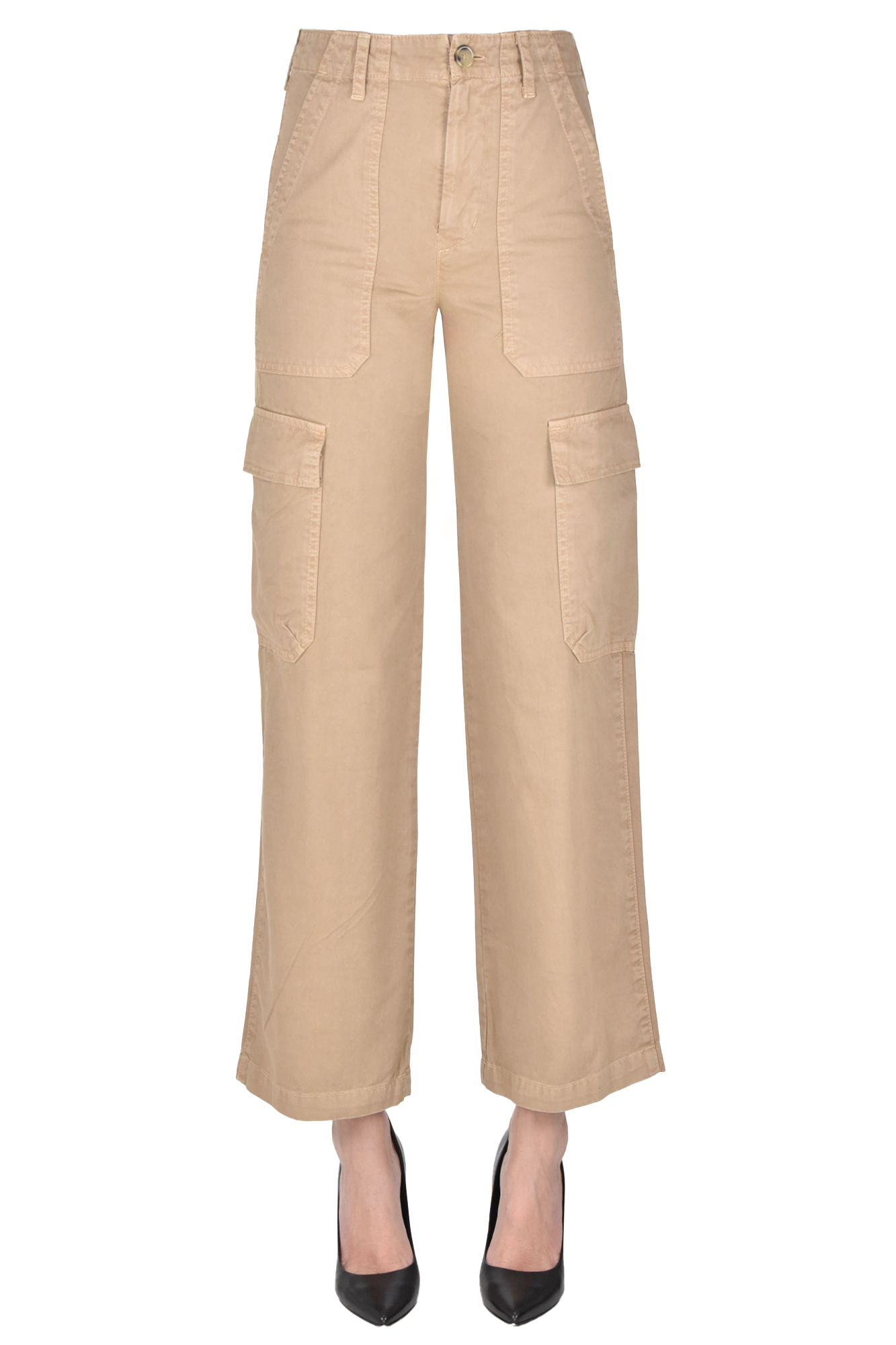 Velvet Cargo Cotton Trousers In Neutral