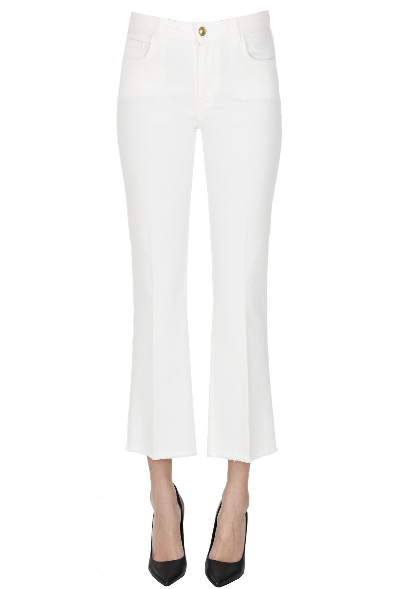 Shop Fay Cropped Jeans In White
