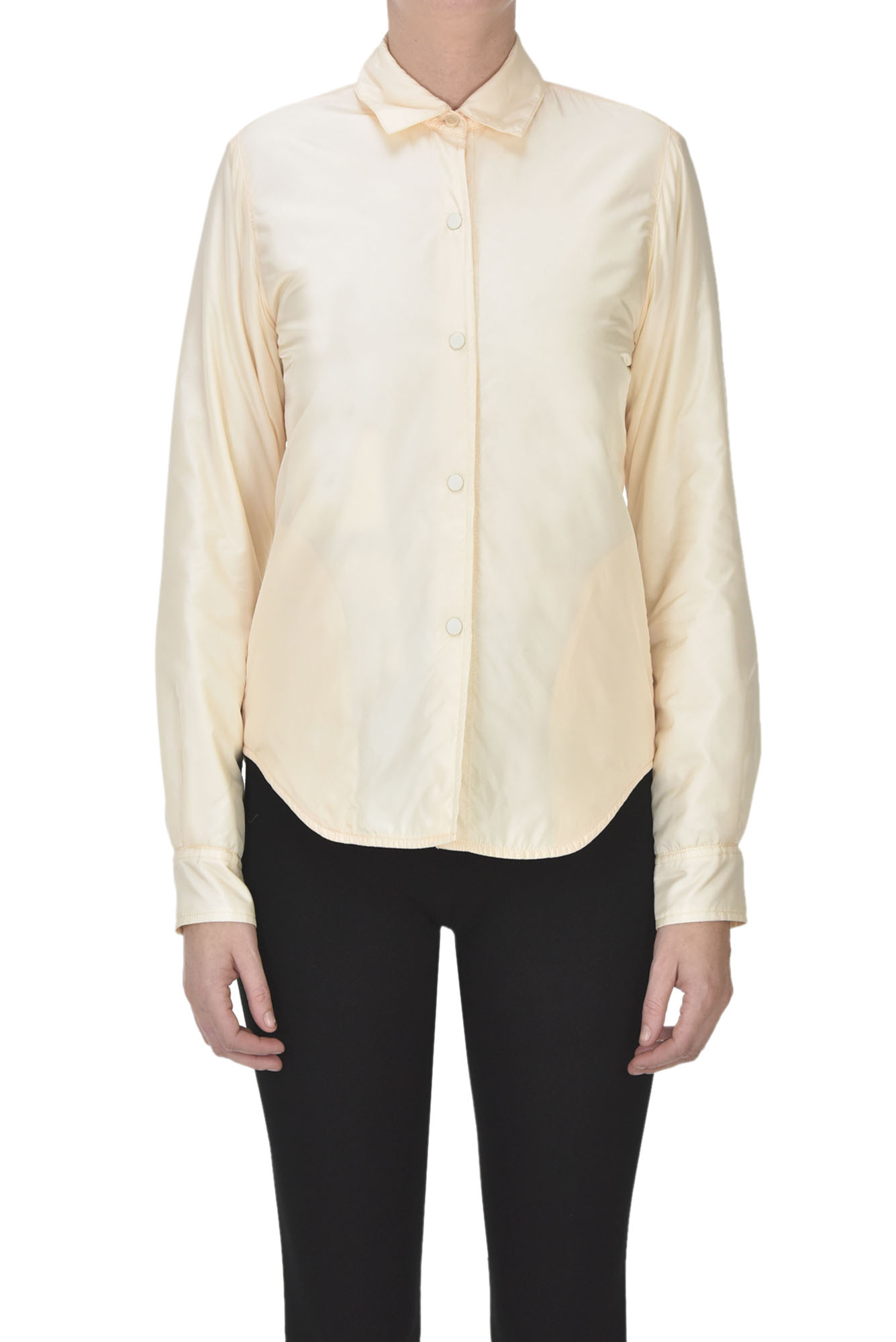 Aspesi Glue Padded Nylon Shirt Jacket In Cream