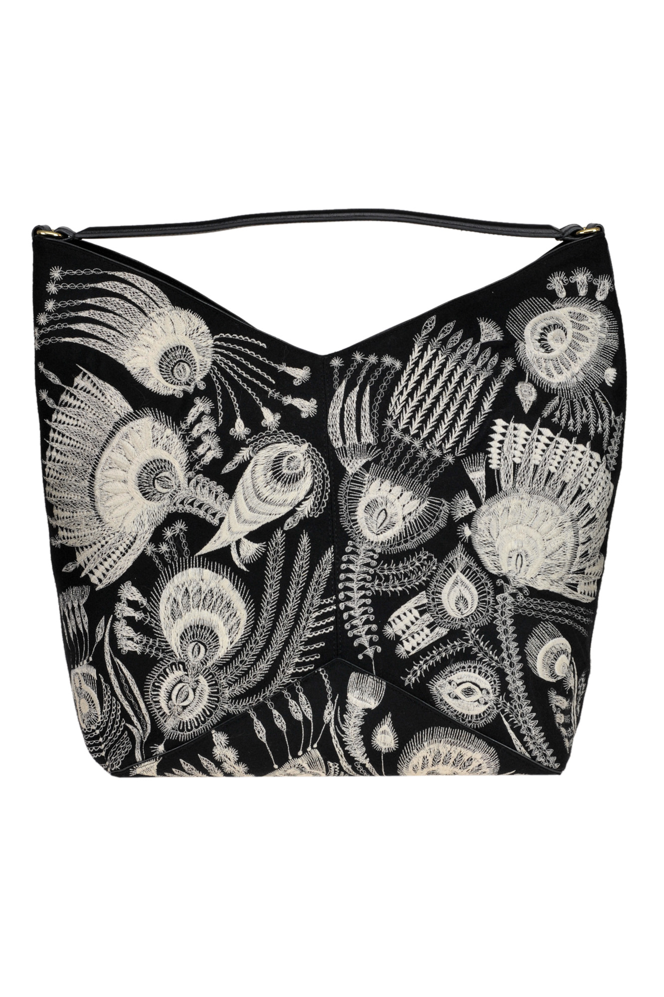 Dries Van Noten Embroidered Suede Maxi Bag In Black