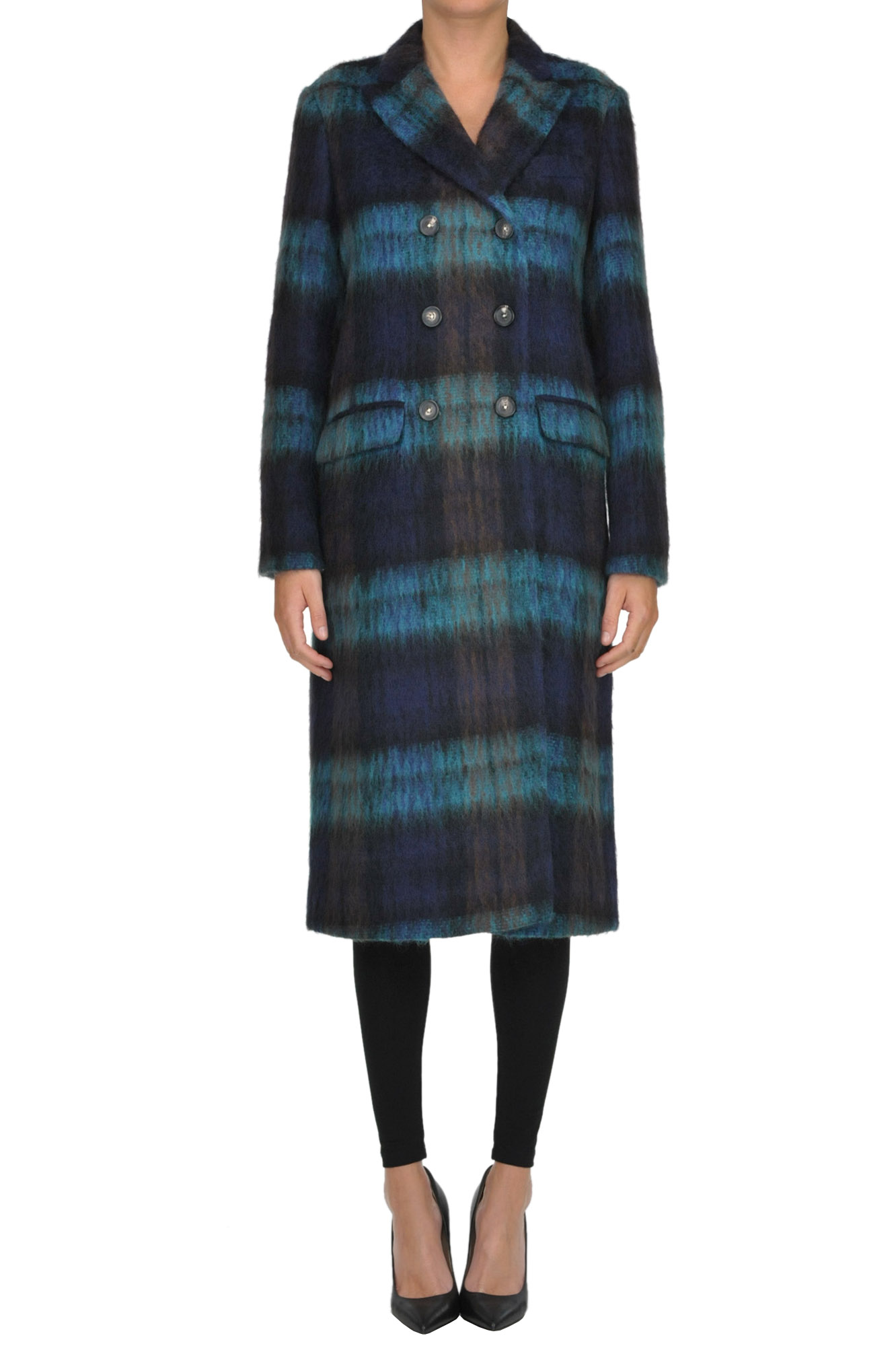 Massimo Alba Mohair-blend Double-breasted Coat In Multicoloured
