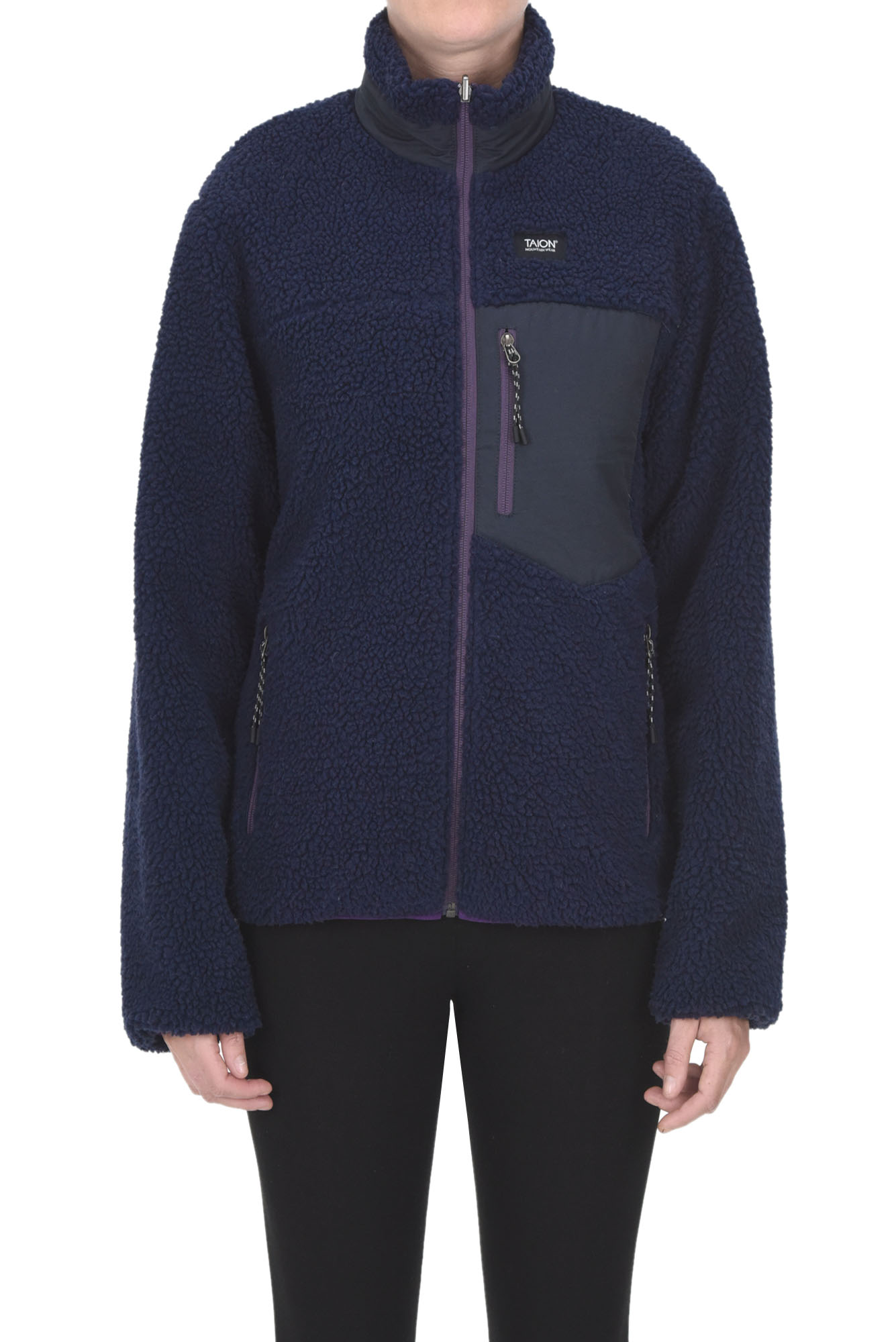 Shop Taion Reversible Teddy Down Jacket In Navy Blue