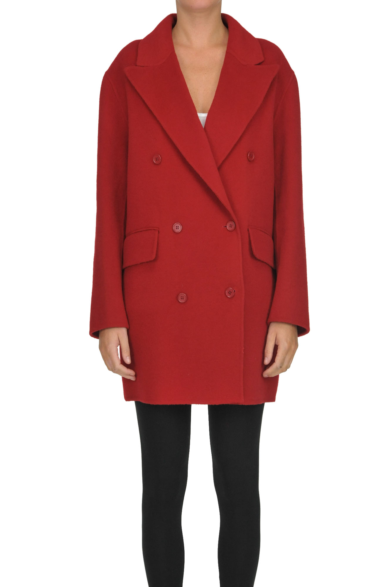 P.a.r.o.s.h. Double Breasted Wool Coat In Fire Red