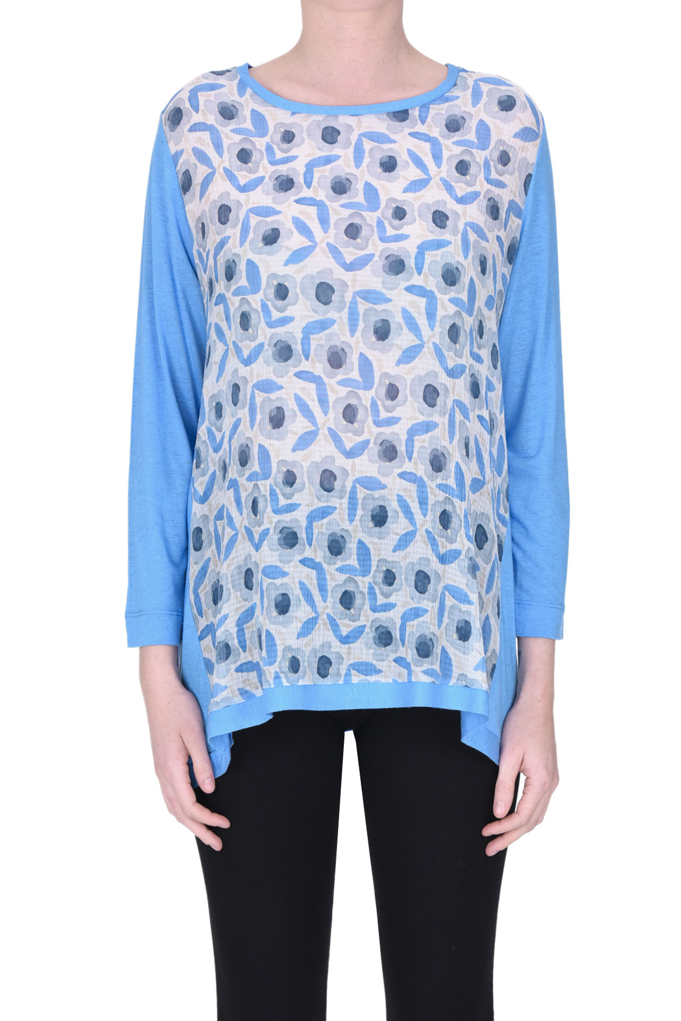 Shop Why Ci Flared T-shirt In Light Blue