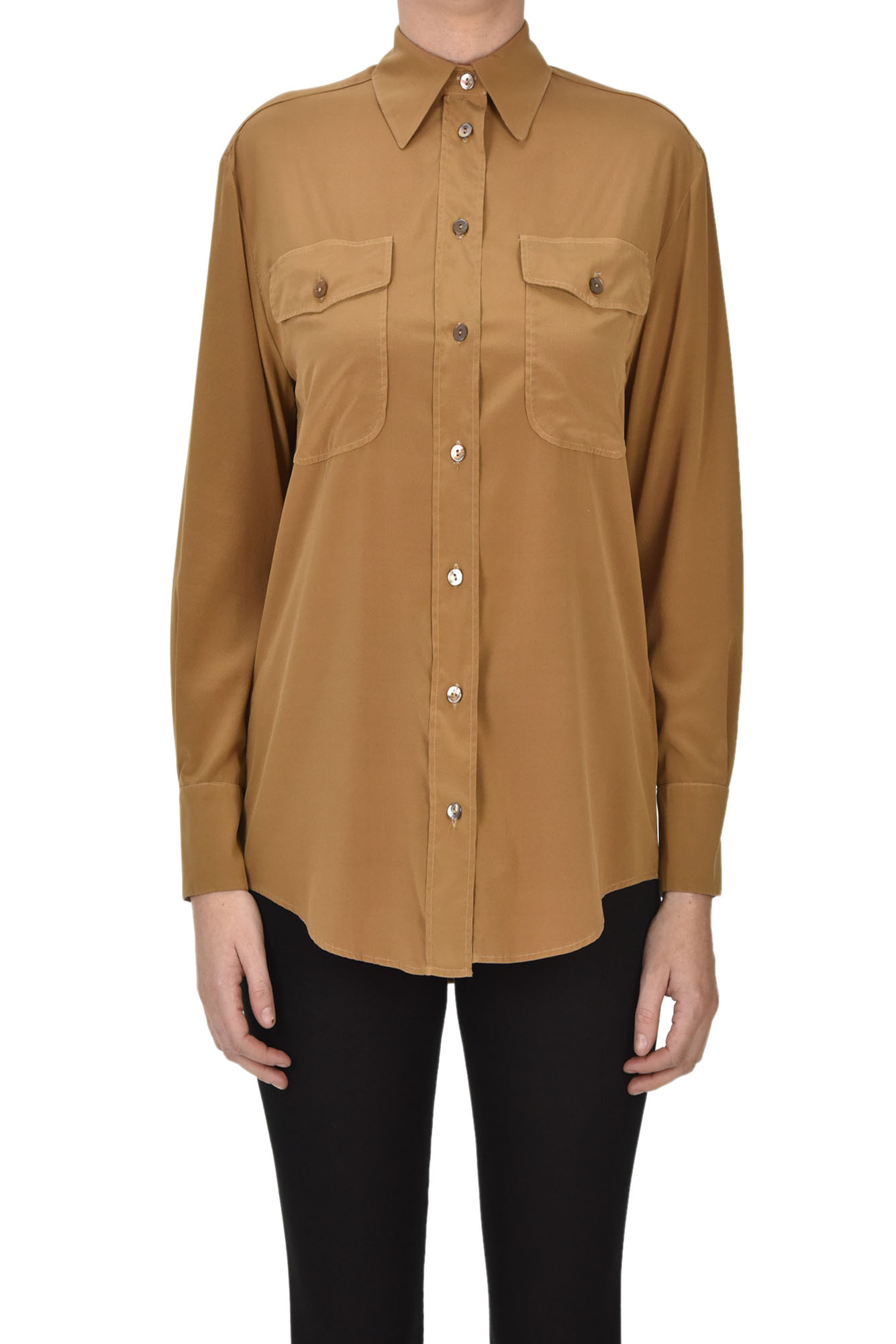 Kiltie Silk Shirt In Light Brown