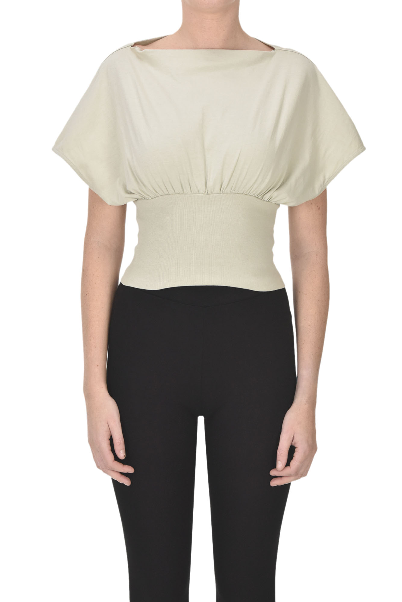 Rick Owens Cropped T-shirt In Beige