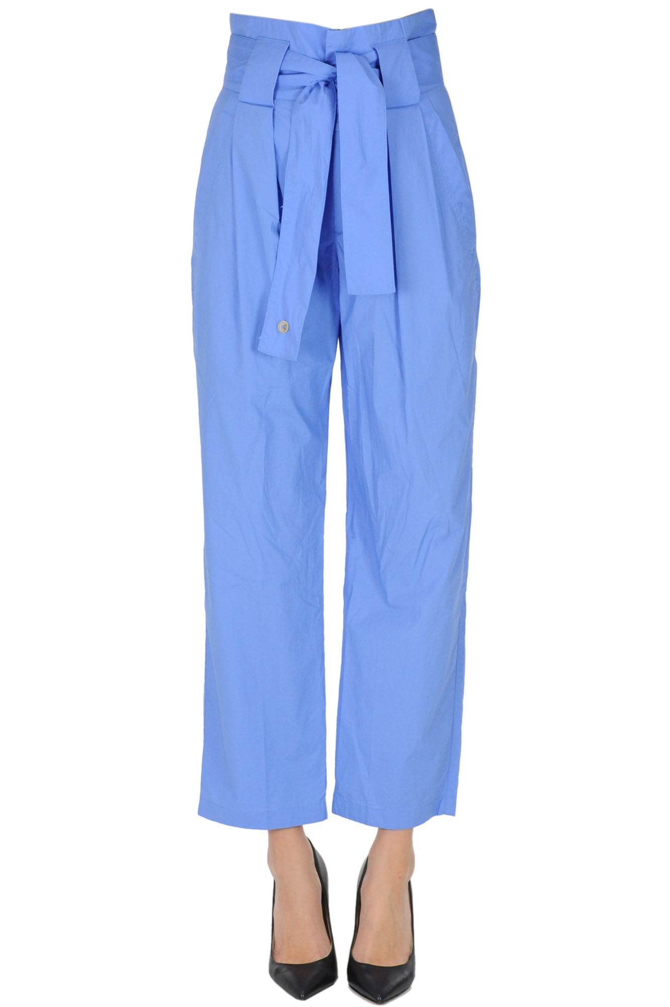 Pantaloni paper bag in cotone organico