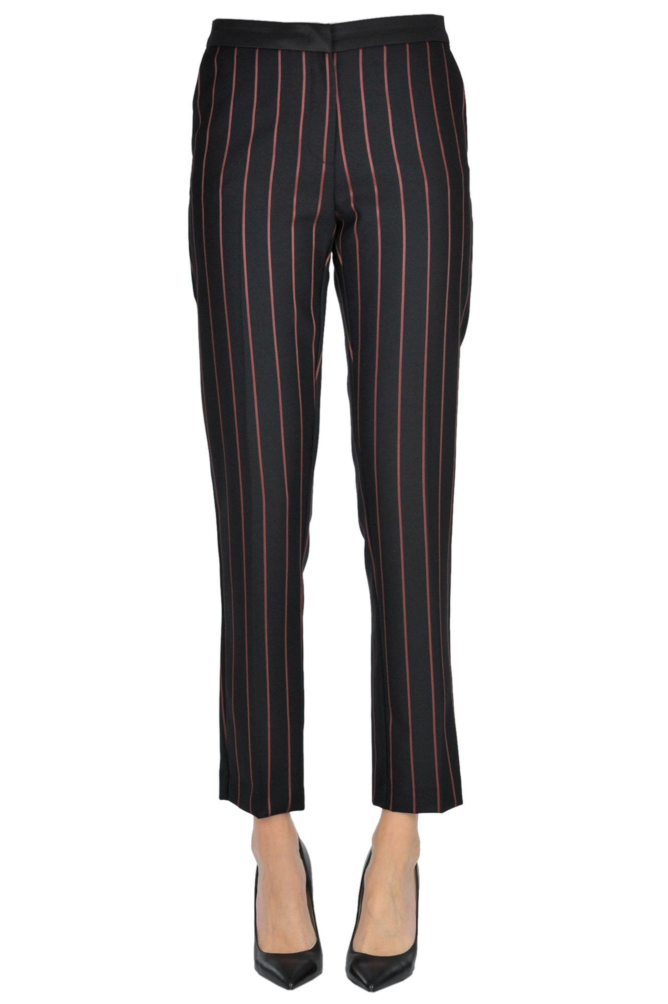 Pinko Enrico Pinstriped Trousers In Black