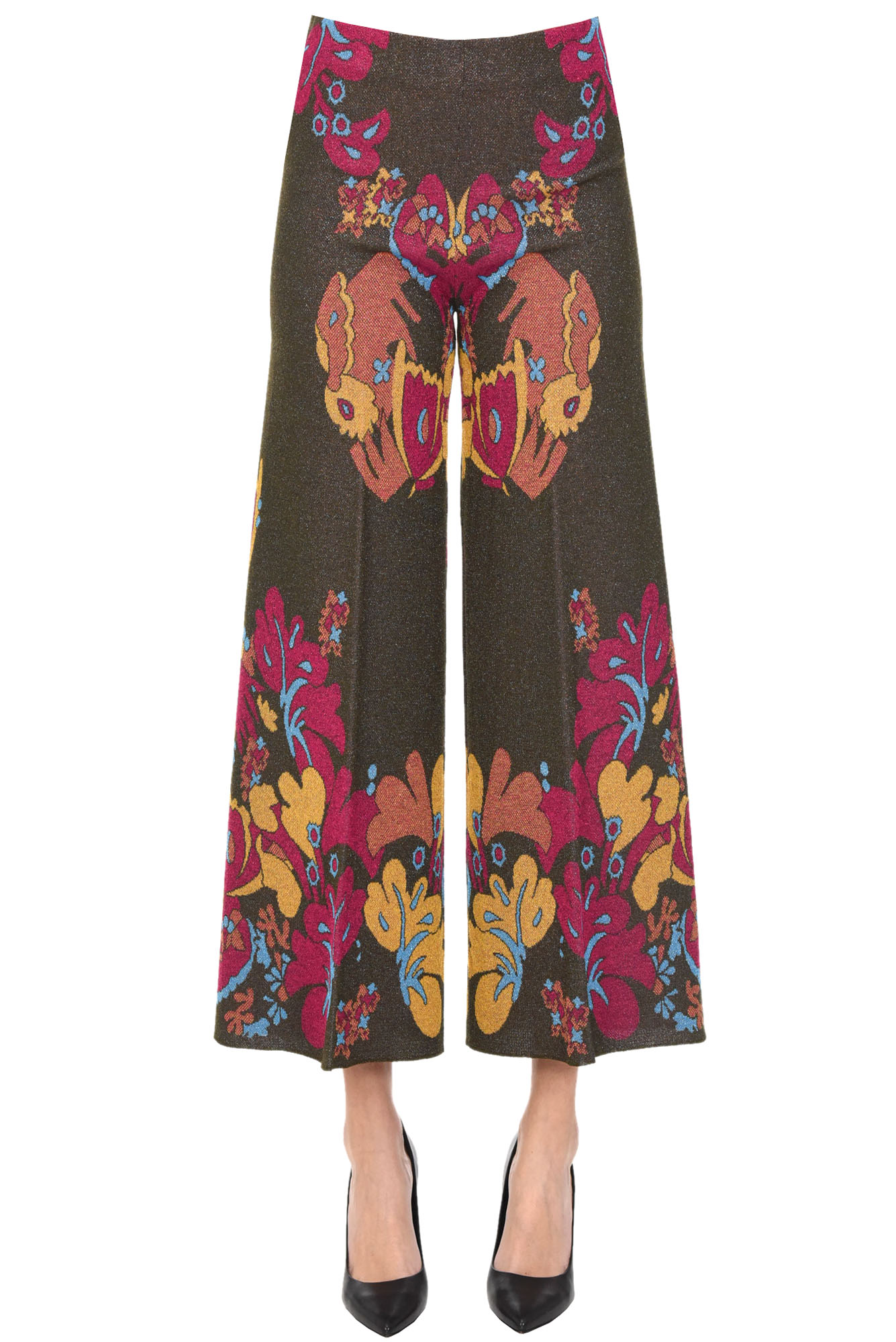 Circus Hotel Printed Lurex Trousers In Multicoloured