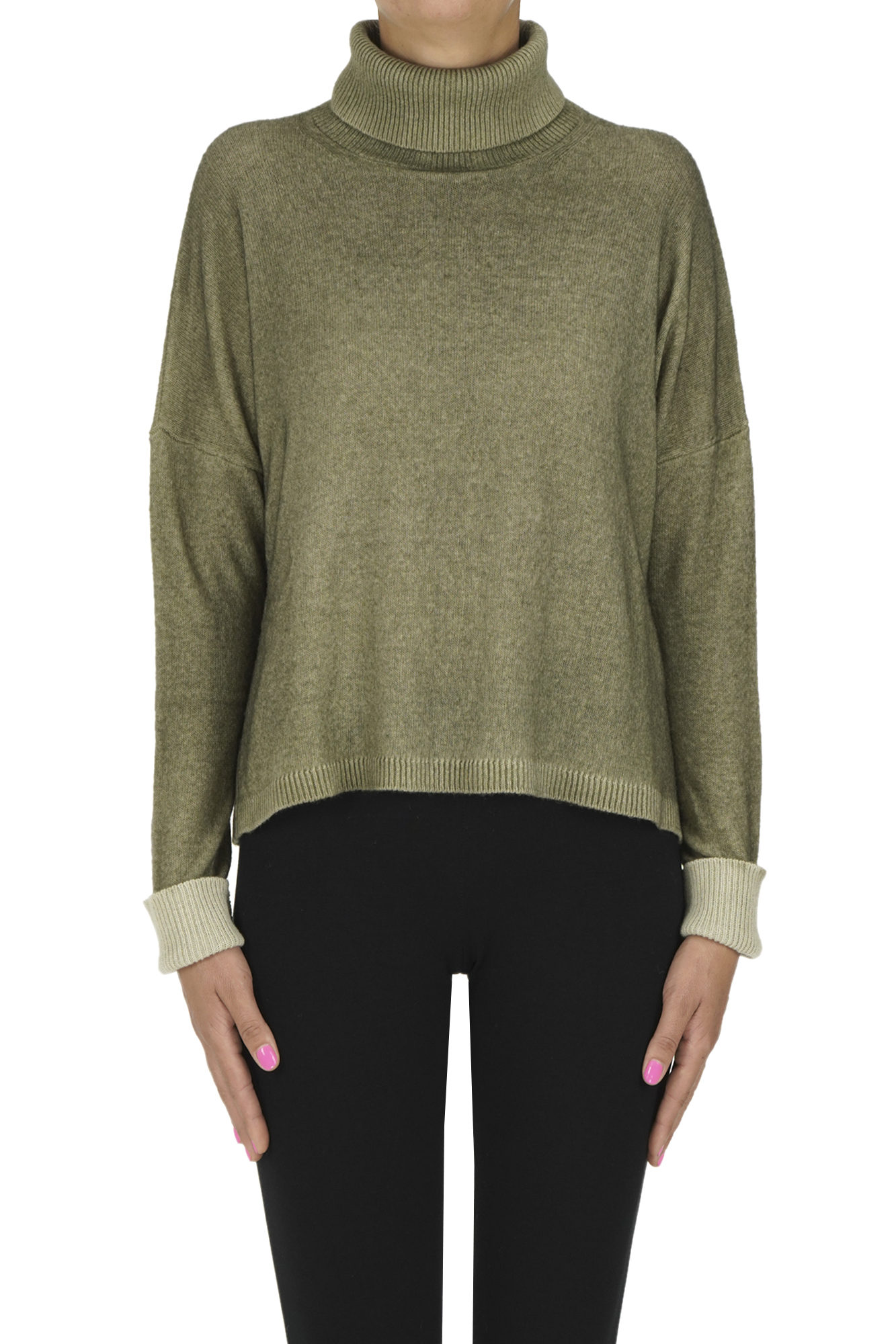 Base Milano Spray Art Turtleneck Pullover In Green