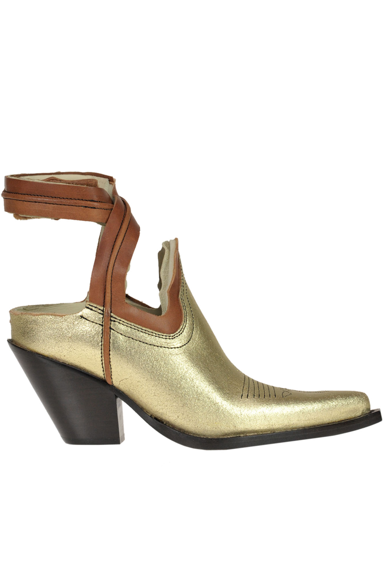 Maison Margiela Leather Texan Ankle-boots In Gold