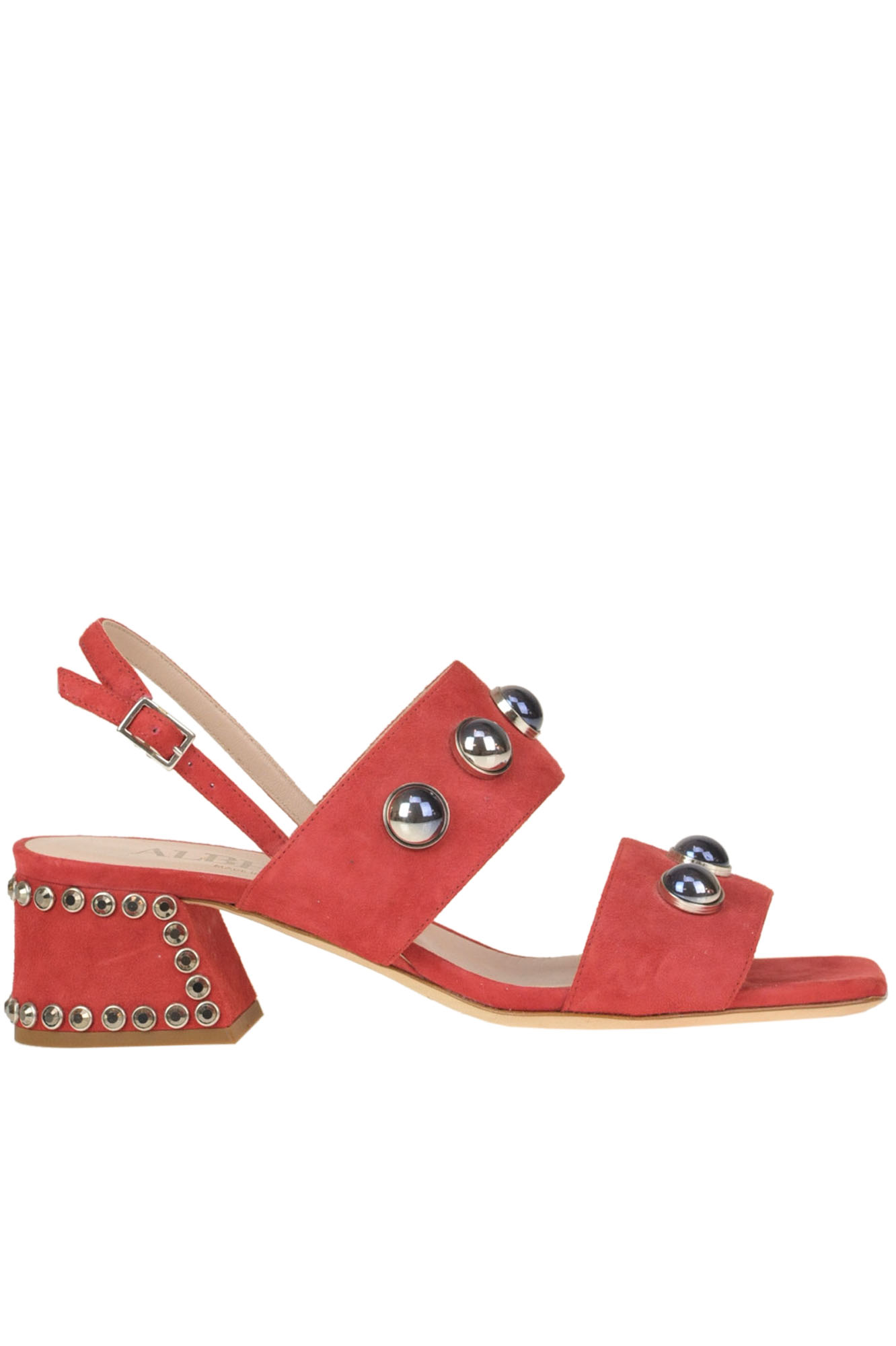 Alberto Gozzi Studded Suede Sandals In Red