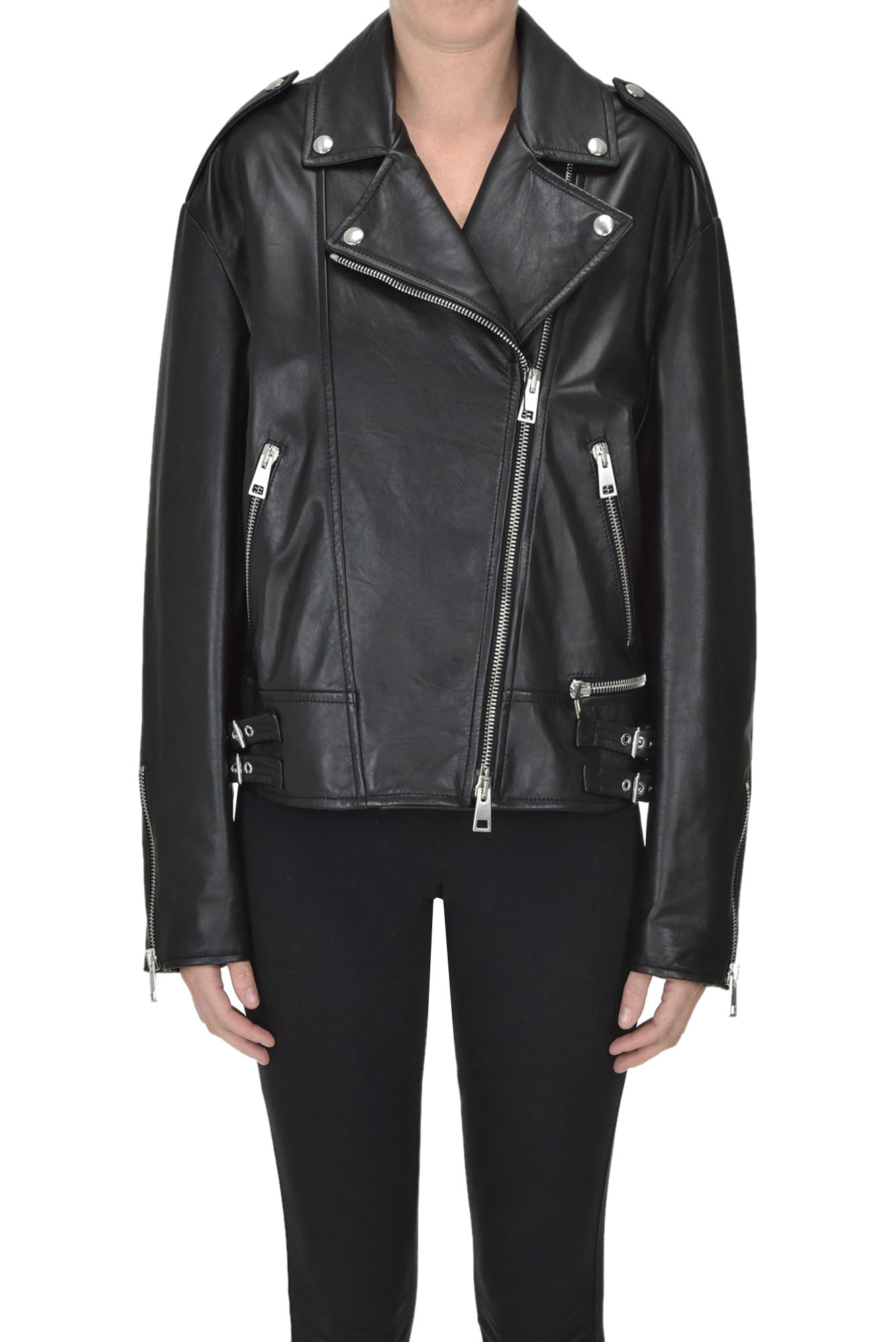 Sportmax Tonio leather biker jacket - Buy online on Glamest Fashion ...