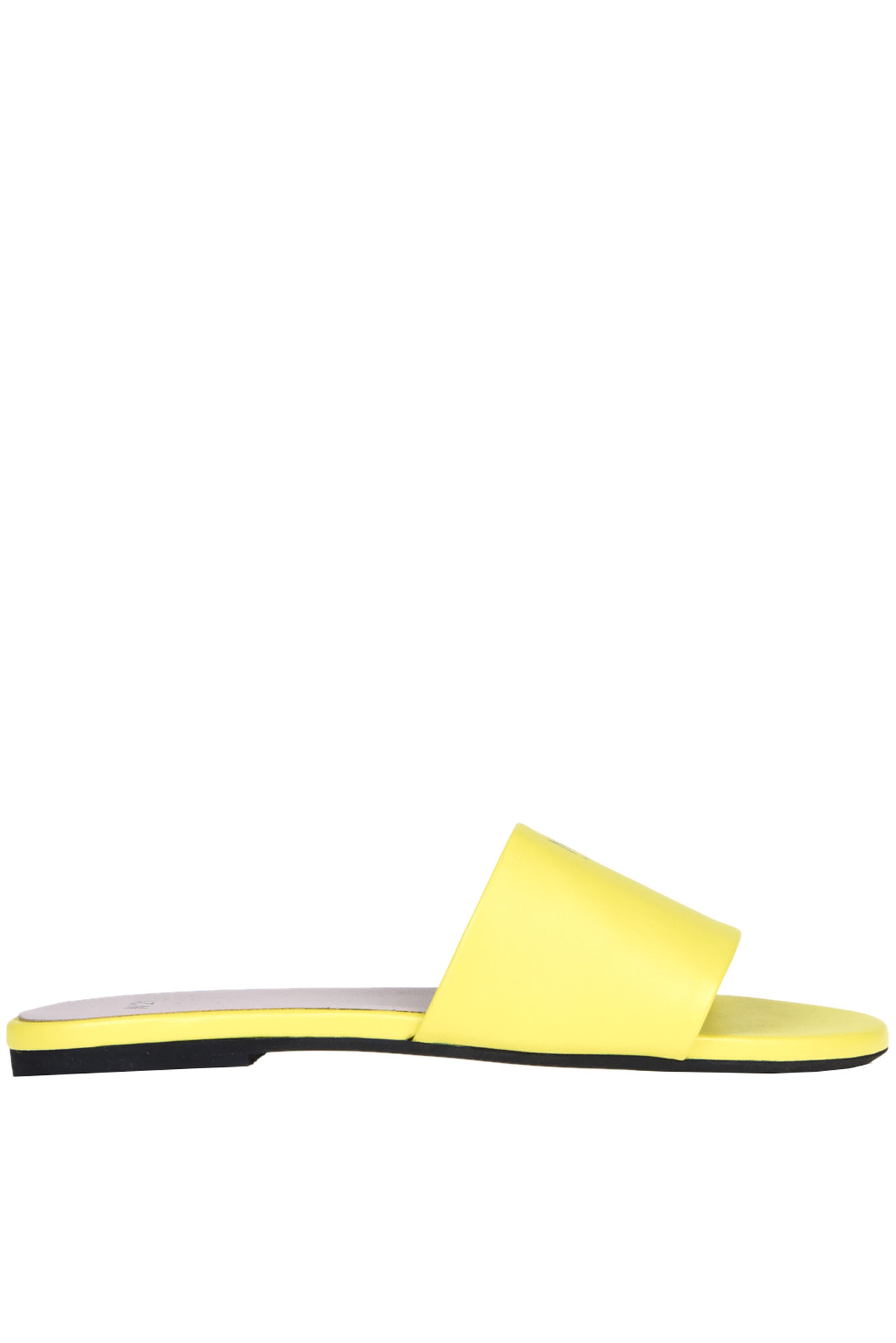 Shop N°21 Designer Logo Nappa Slides In Yellow