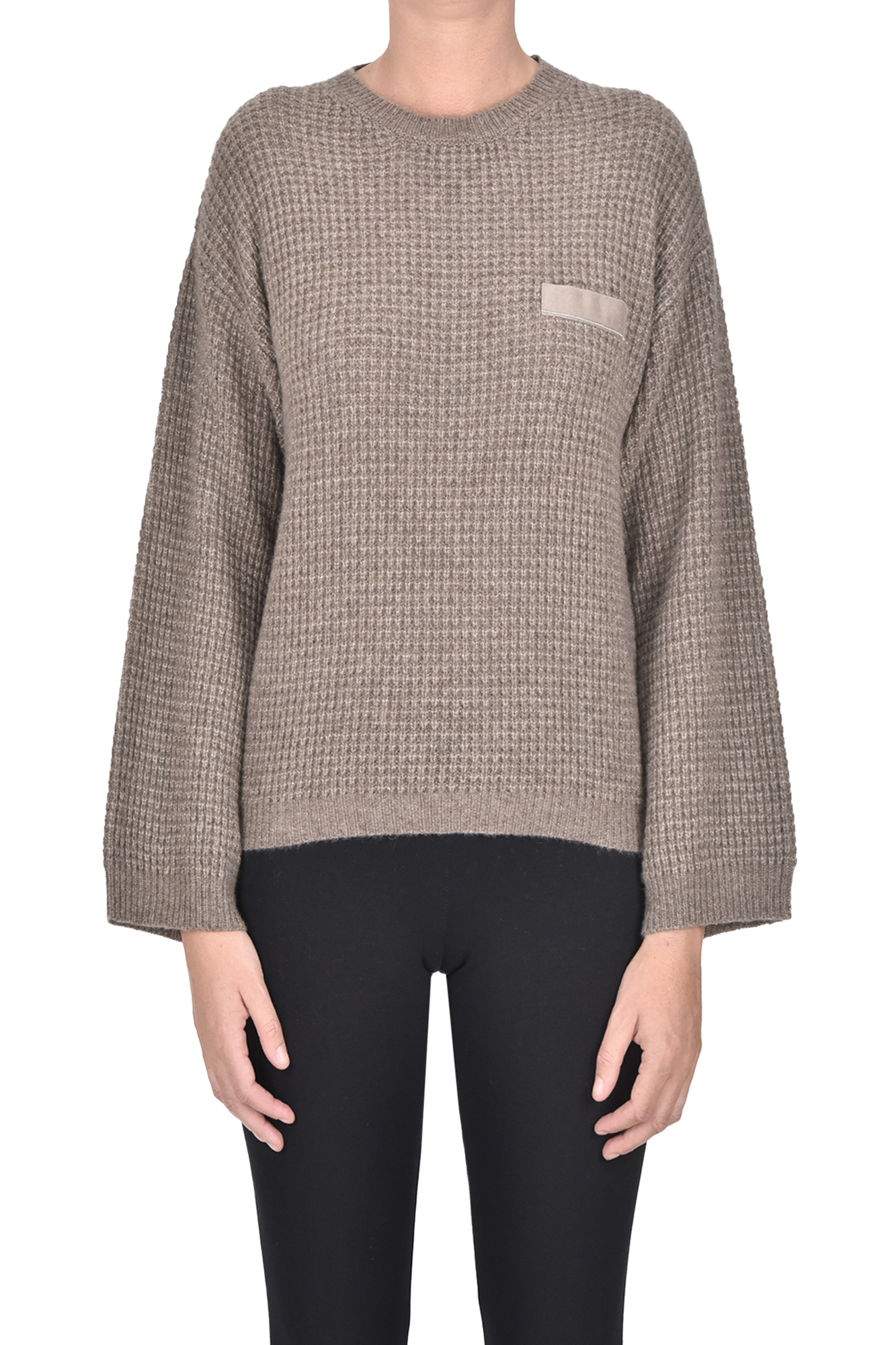 Purotatto Woven Cashmere And Silk Knit Pullover In Gray