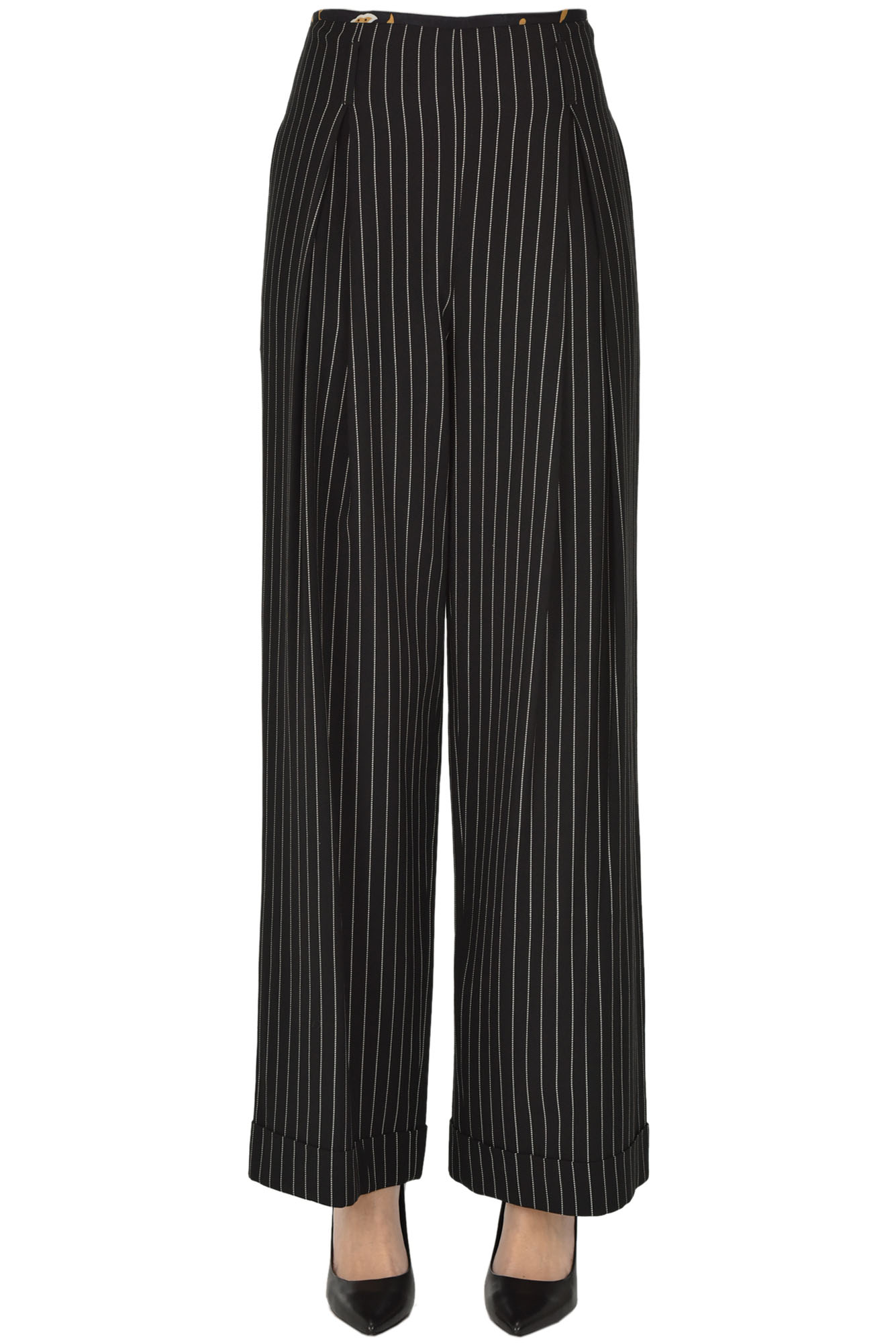 Ibrigu Pinstriped wide leg trousers - Buy online on Glamest Fashion ...