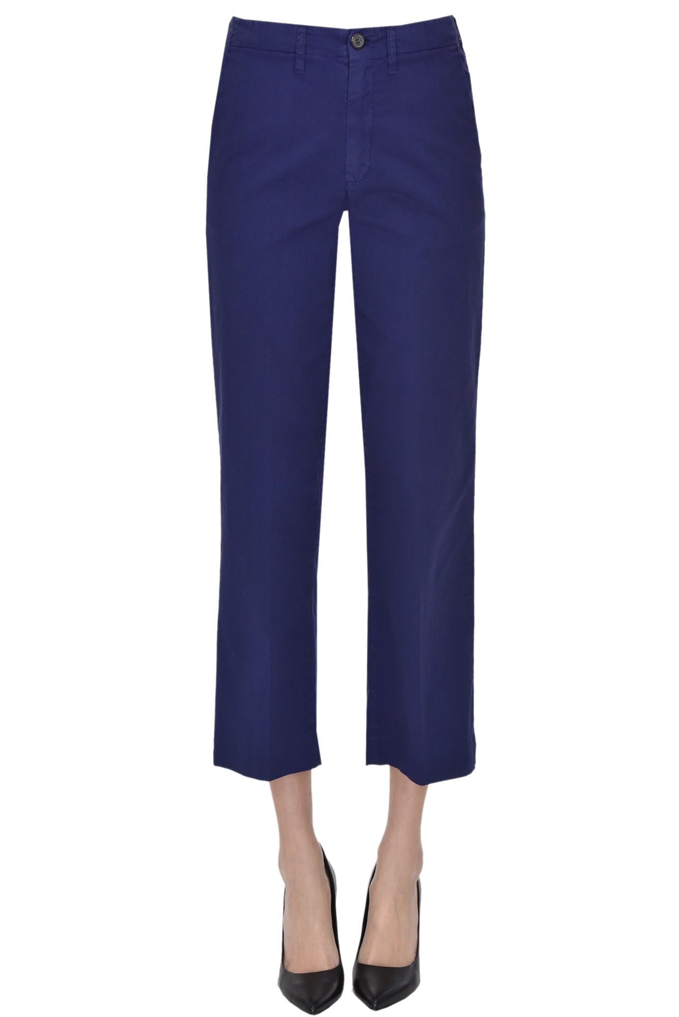 Cropped cotton chino trousers