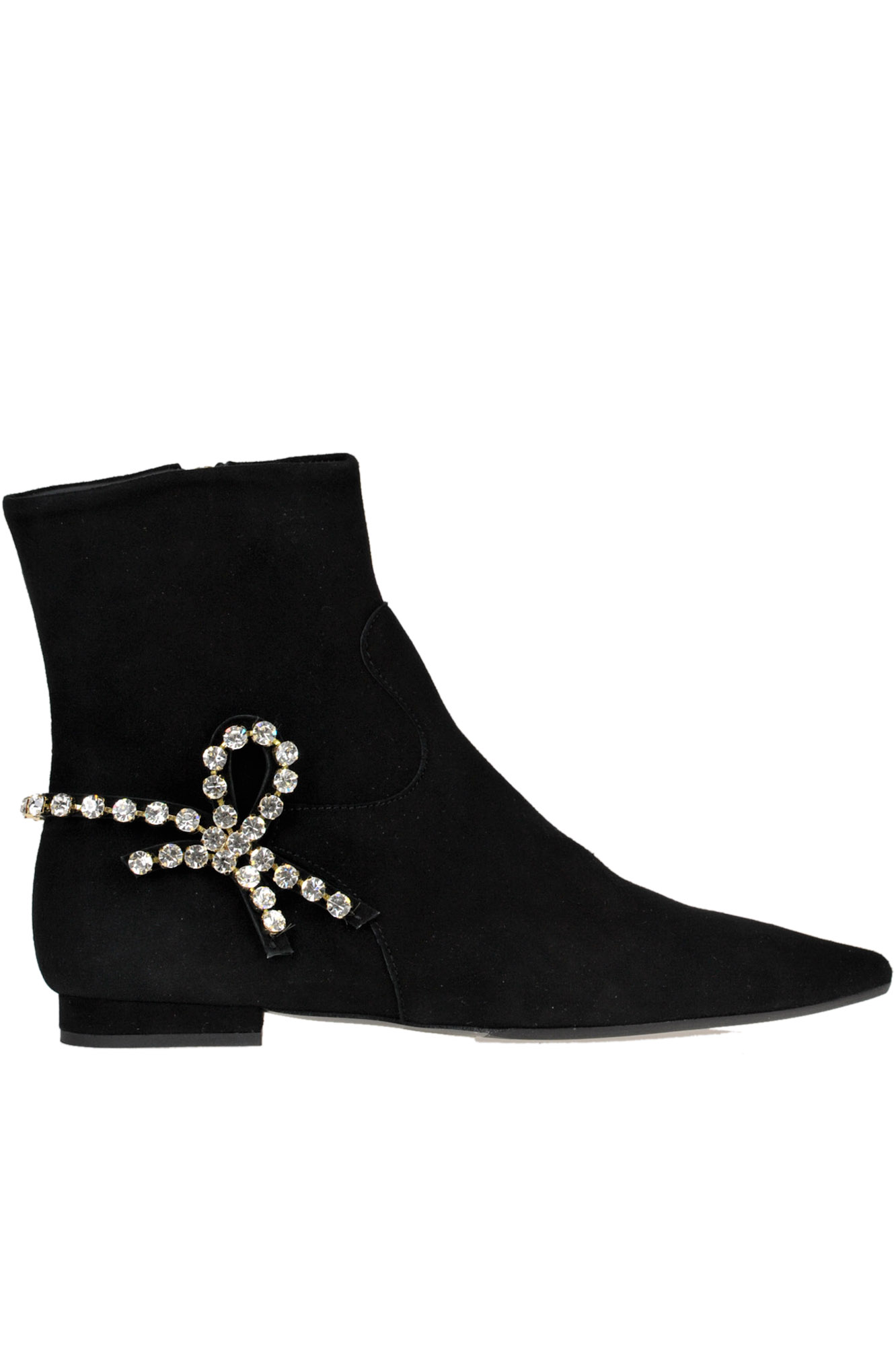 Anna Baiguera Embellished Suede Ankle Boots In Black