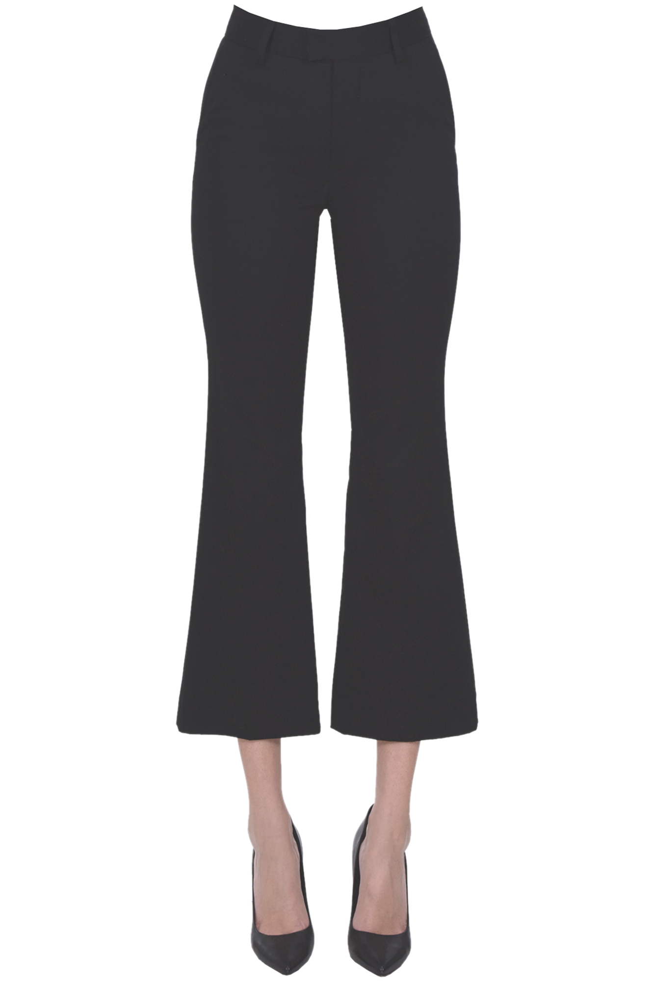Closed Flared Leg Trousers In Black