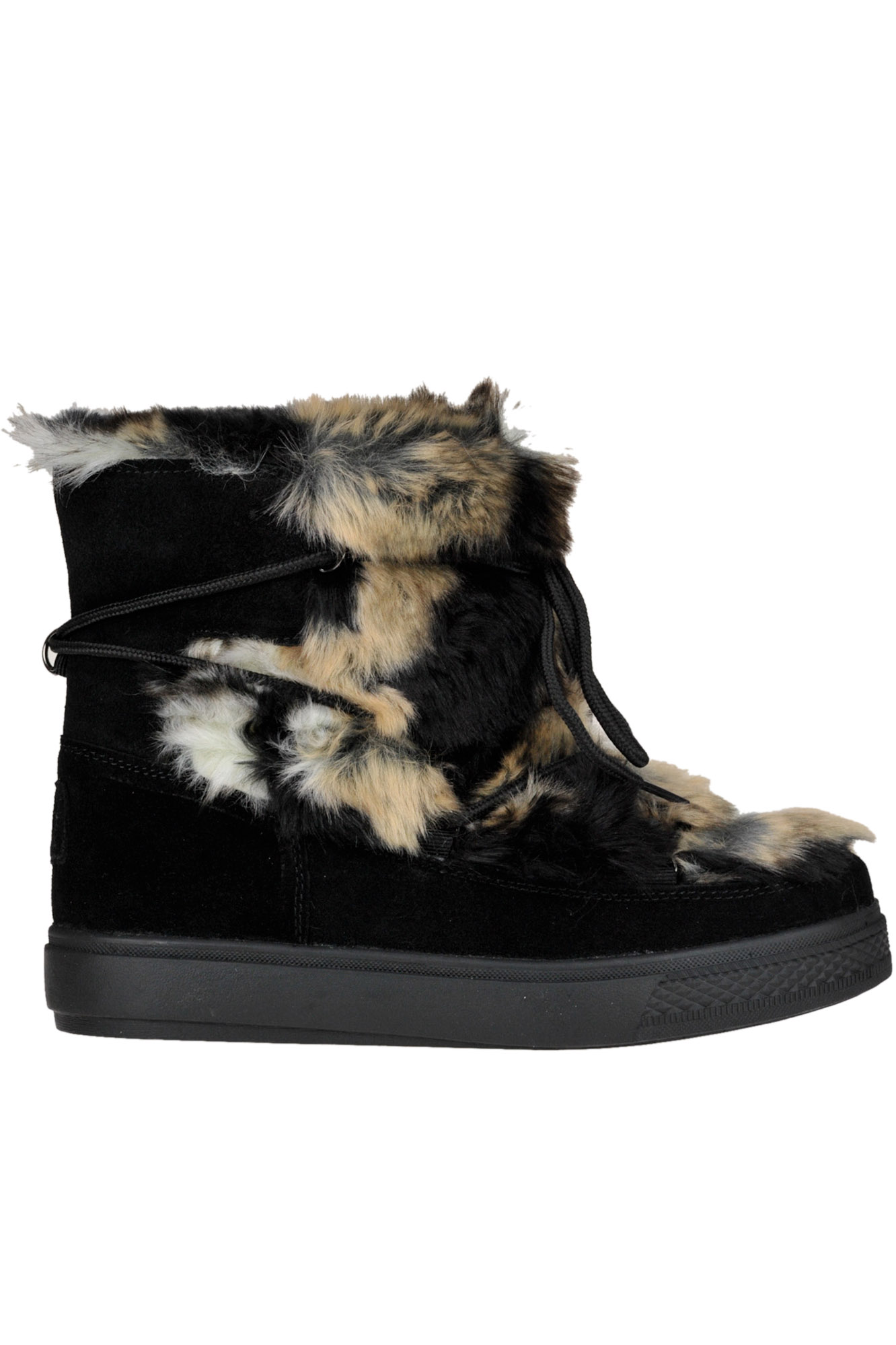 Colors Of California Padded Boots With Eco-fur In Black