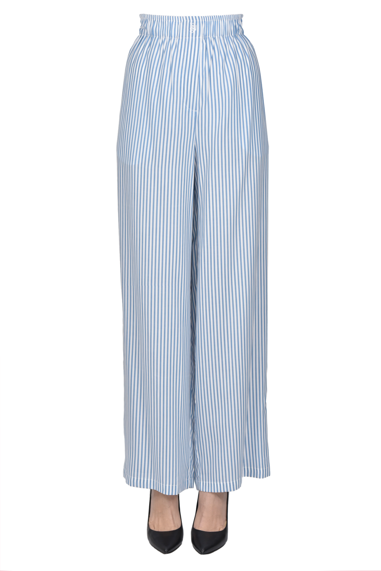 The New Society Pijama Style Sriped Trousers In Light Blue
