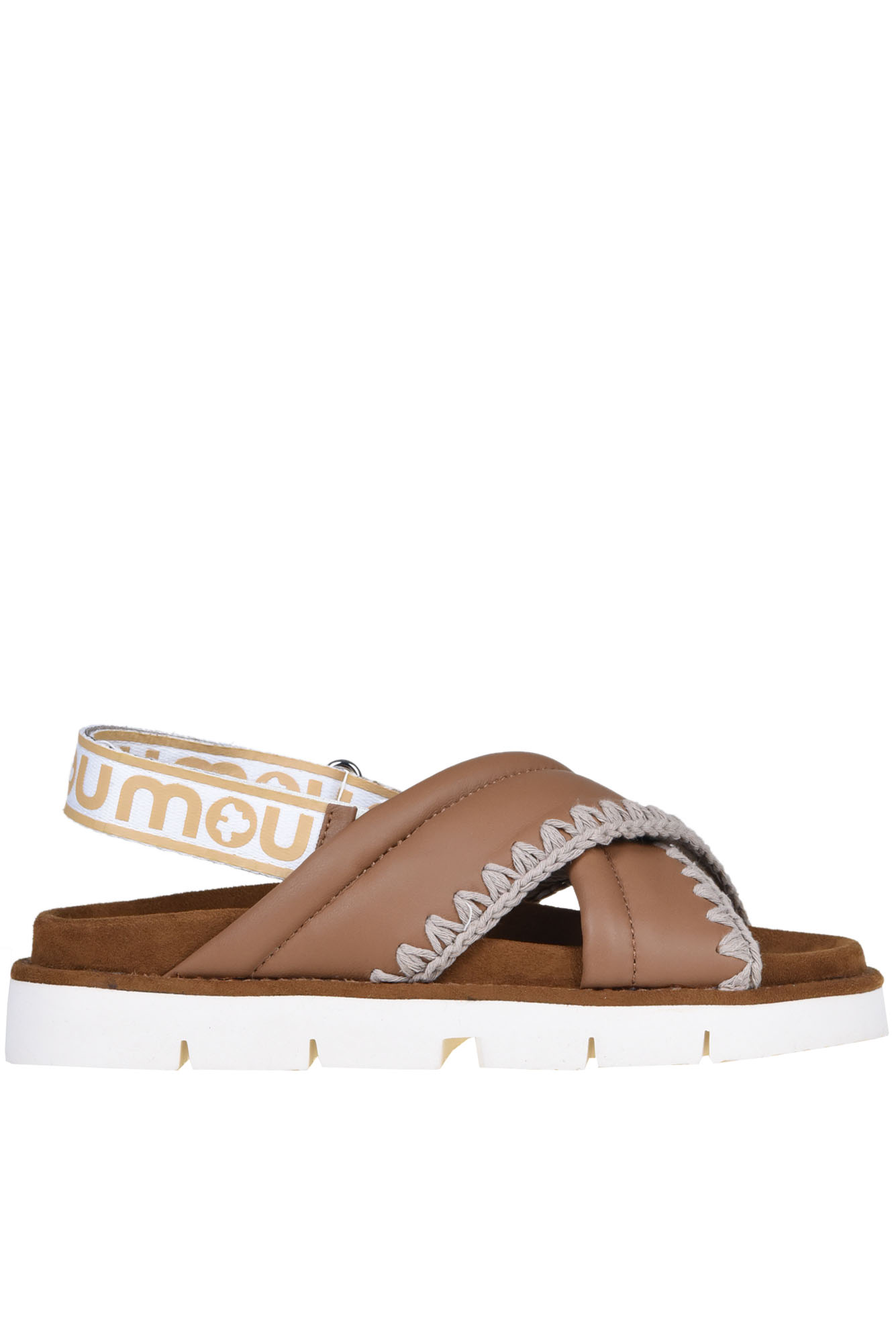 Shop Mou Leather And Suede Sandals In Light Brown