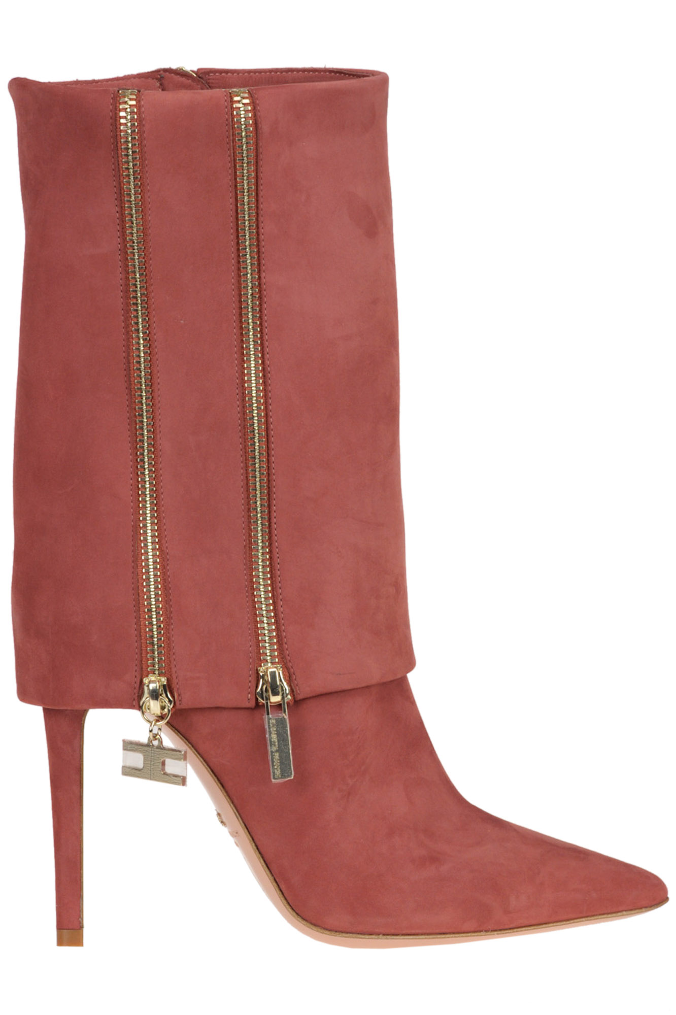 Elisabetta Franchi Suede Boots In Dark Pink