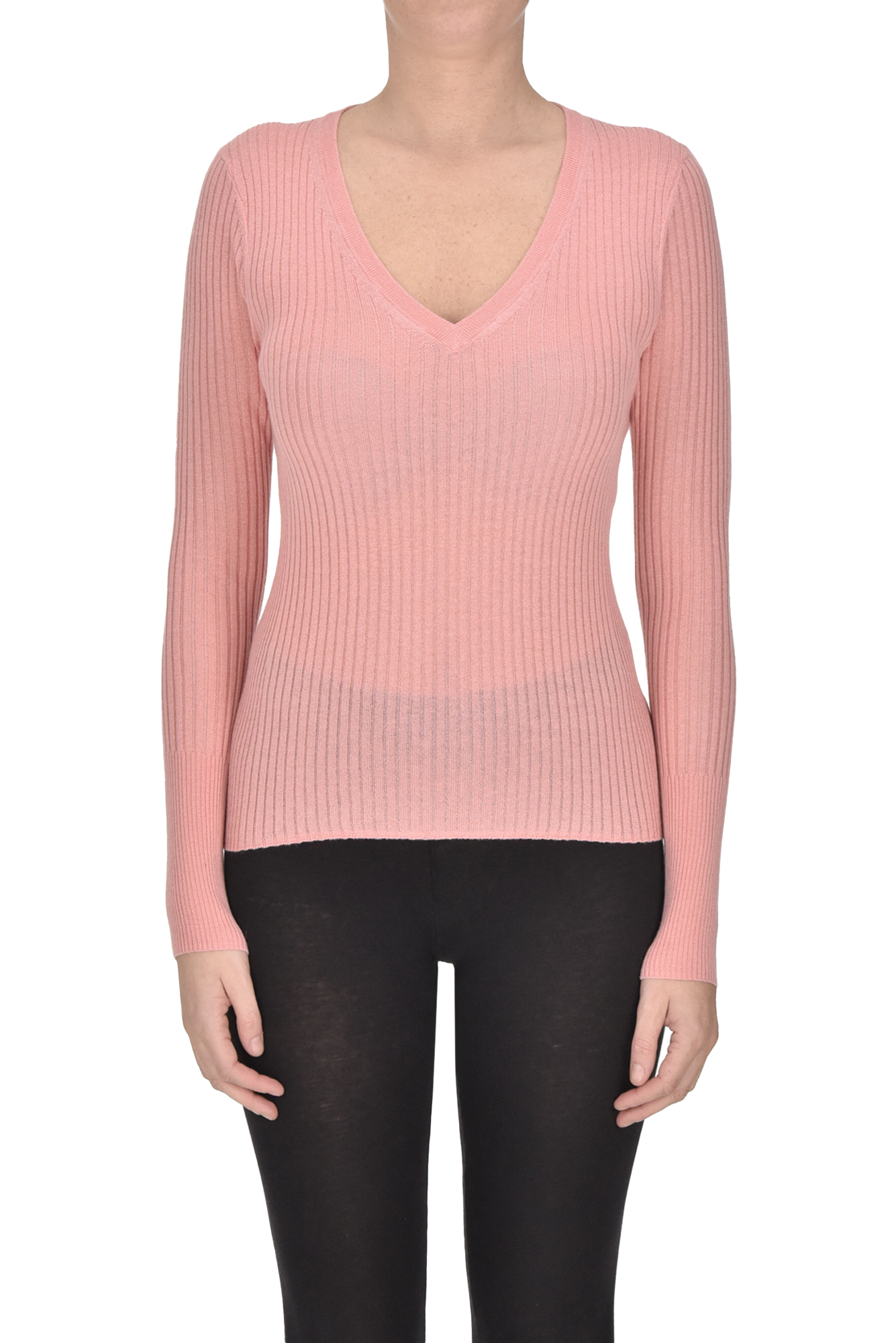360cashmere Ribbed Silk And Cashmere Dakota V-neck Sweater In Pink